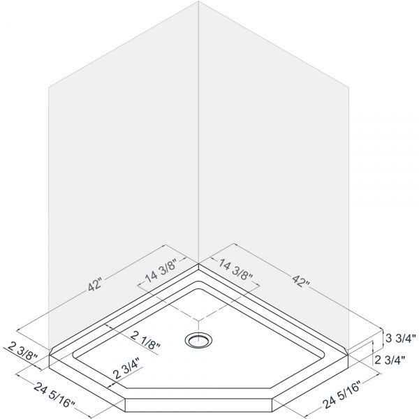 DreamLine SlimLine 42 in. W x 42 in. D Neo-Angle Shower Base DLT-2042420 - Cheap Fitting