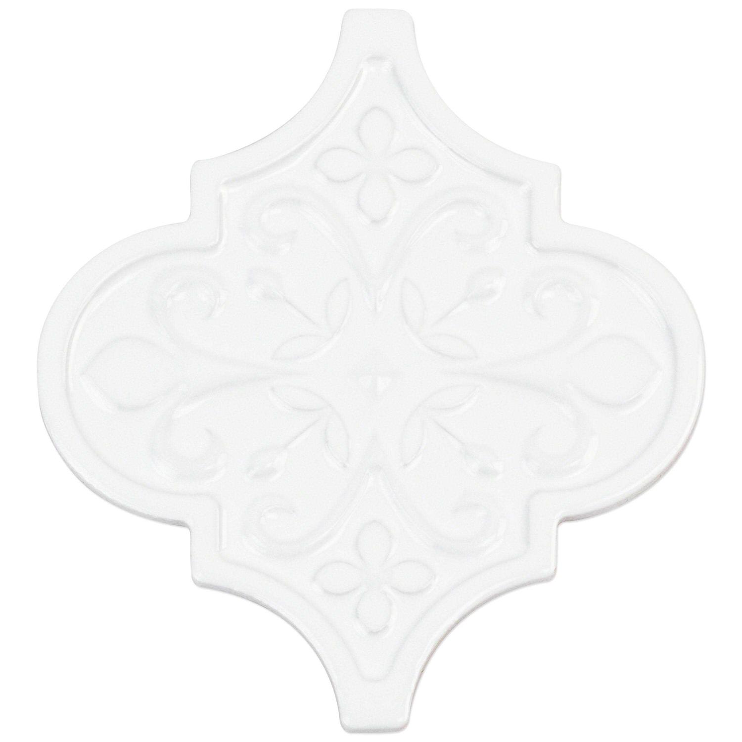 Ivy Hill Tile Byzantine Florid Arabesque Bianco Ceramic White Wall Tile - Cheap Fitting