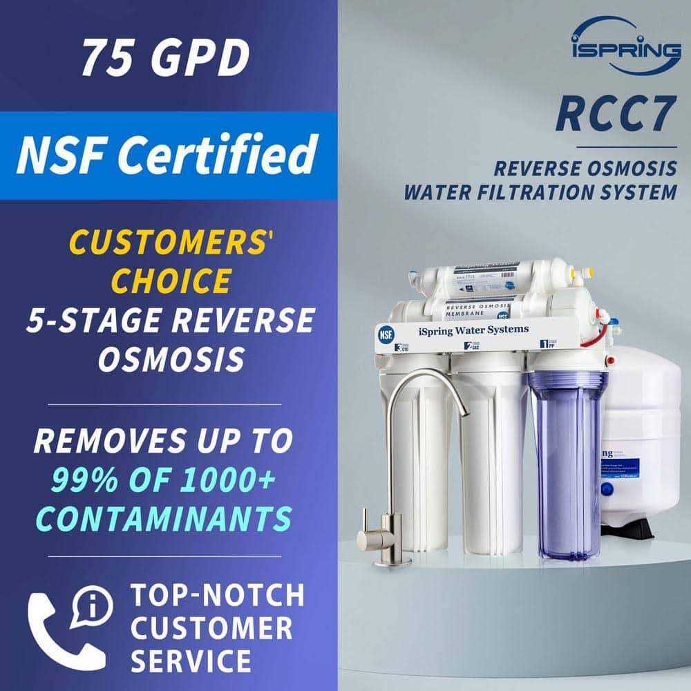 iSpring RCC7 5-Stage Under Sink Reverse Osmosis Drinking Water Filtration System - Cheap Fitting