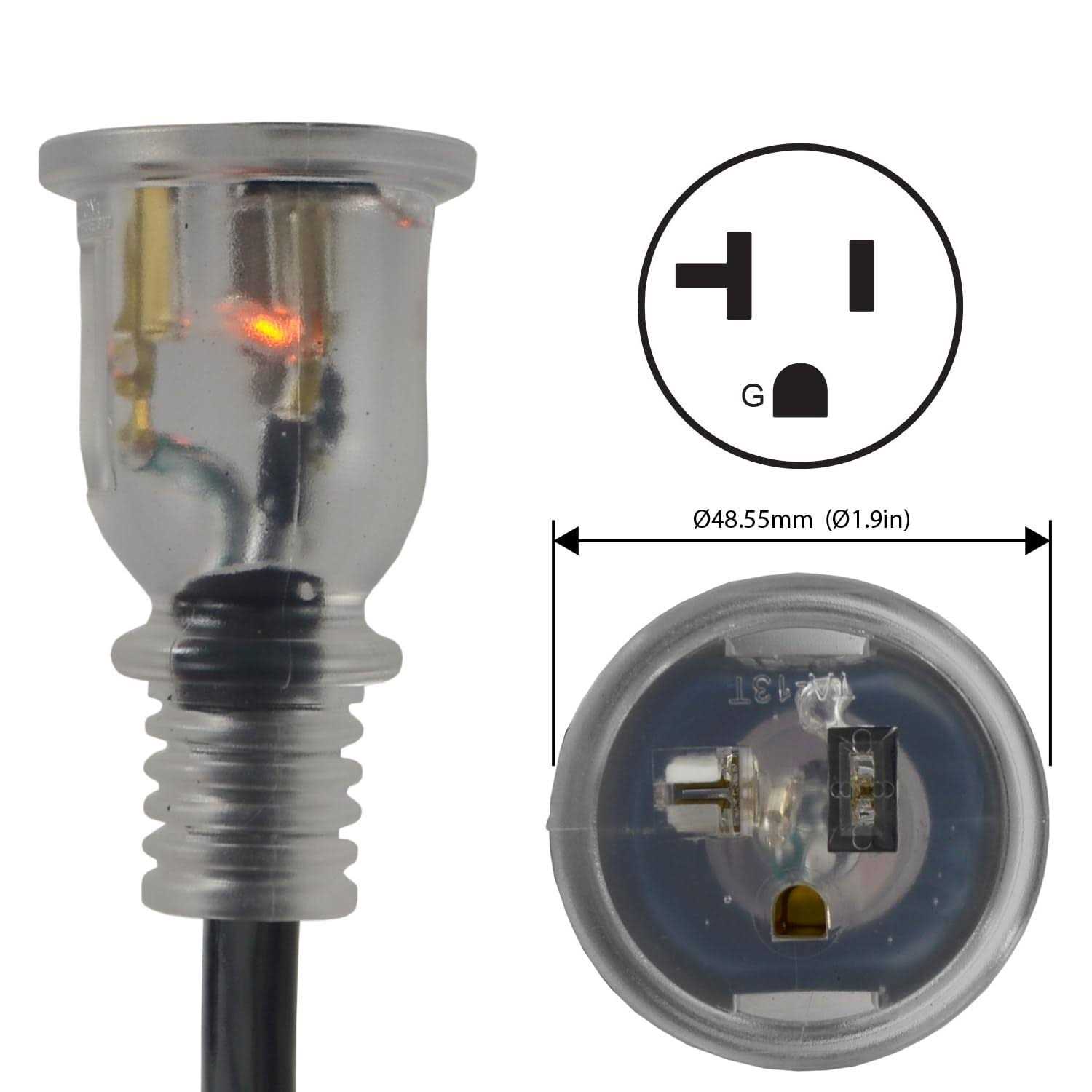 Conntek NEMA 5-20 Outdoor Extension Cord 20 Amps 125 Volts - Cheap Fitting