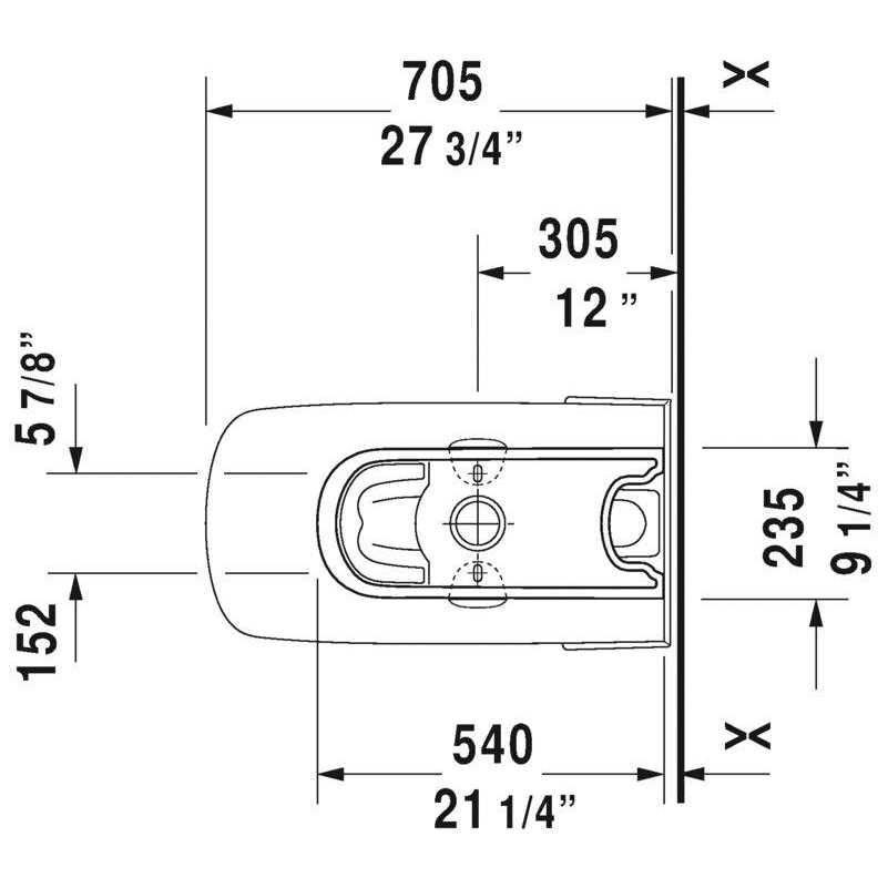 DuraStyle 1.32 GPF Elongated Toilet BOWLwith Glazed Surface Duravit 21600100001 - Cheap Fitting