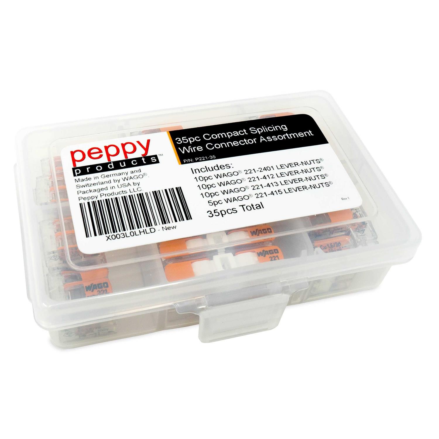 WAGO 221 Lever-Nuts 35pc Compact Splicing Wire Connector Assortment with Case - Cheap Fitting