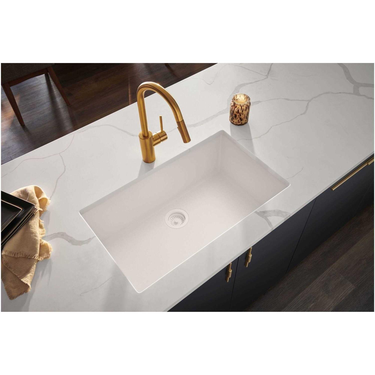 Ruvati 30 x 18 inch Granite Composite Undermount Single Bowl Kitchen Sink RVG2030 - Cheap Fitting