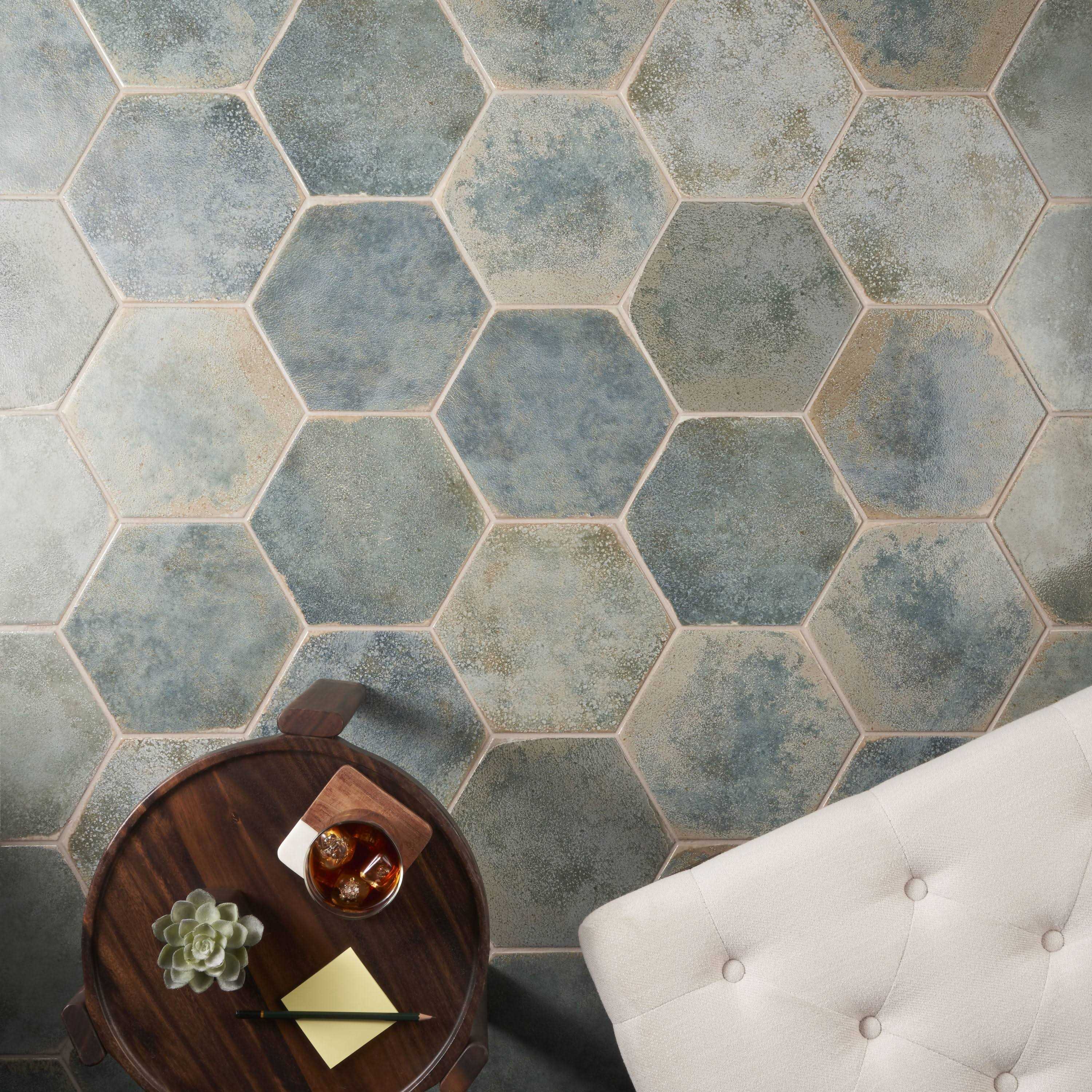 Mandalay Hex 9.13 in. x 10.51 in. Polished Concrete Look Porcelain Floor and Wall Tile Ivy Hill Tile - Cheap Fitting