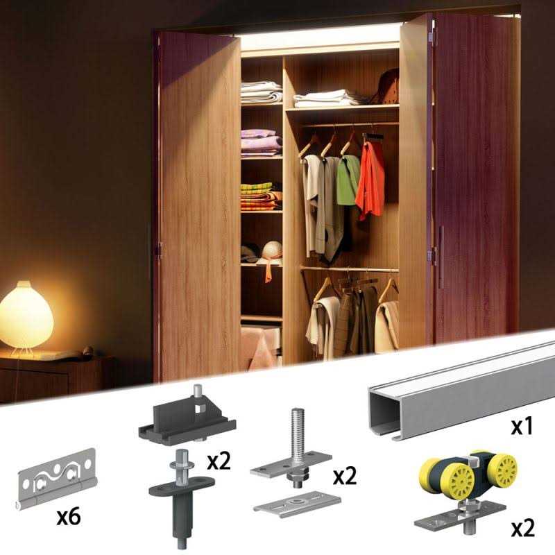 Bifold Door Hardware Kit 70-inch Track for 4 Folding Panels Up to 55lbs - Cheap Fitting
