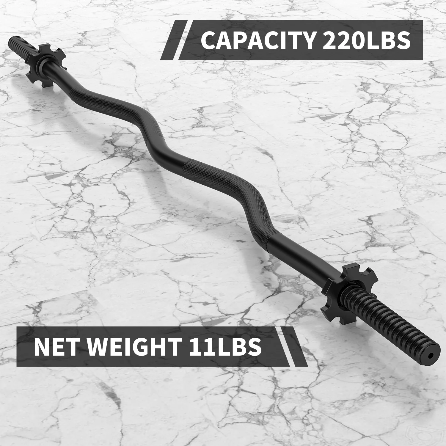 FIXTECH 47'' Olympic Curl Bar with Collars for All Standard Plates, 440-Pound Capacity, Silver - Cheap Fitting