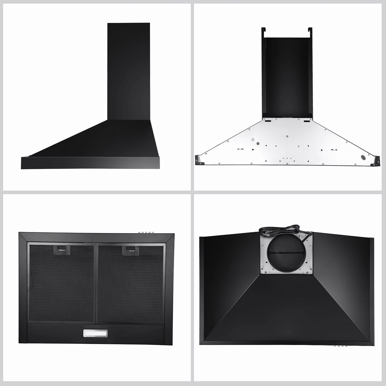 24 inch Wall Mounted Range Hood Kitchen Exhaust Stove Vent Hood 450 CFM 3-Speed Fan - Cheap Fitting