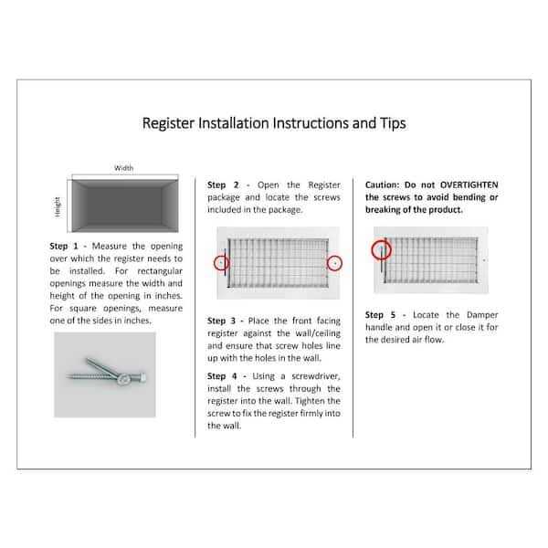 Venti Air 8 in x 8 in Adjustable Single Deflection 1 Way Supply Register - Cheap Fitting