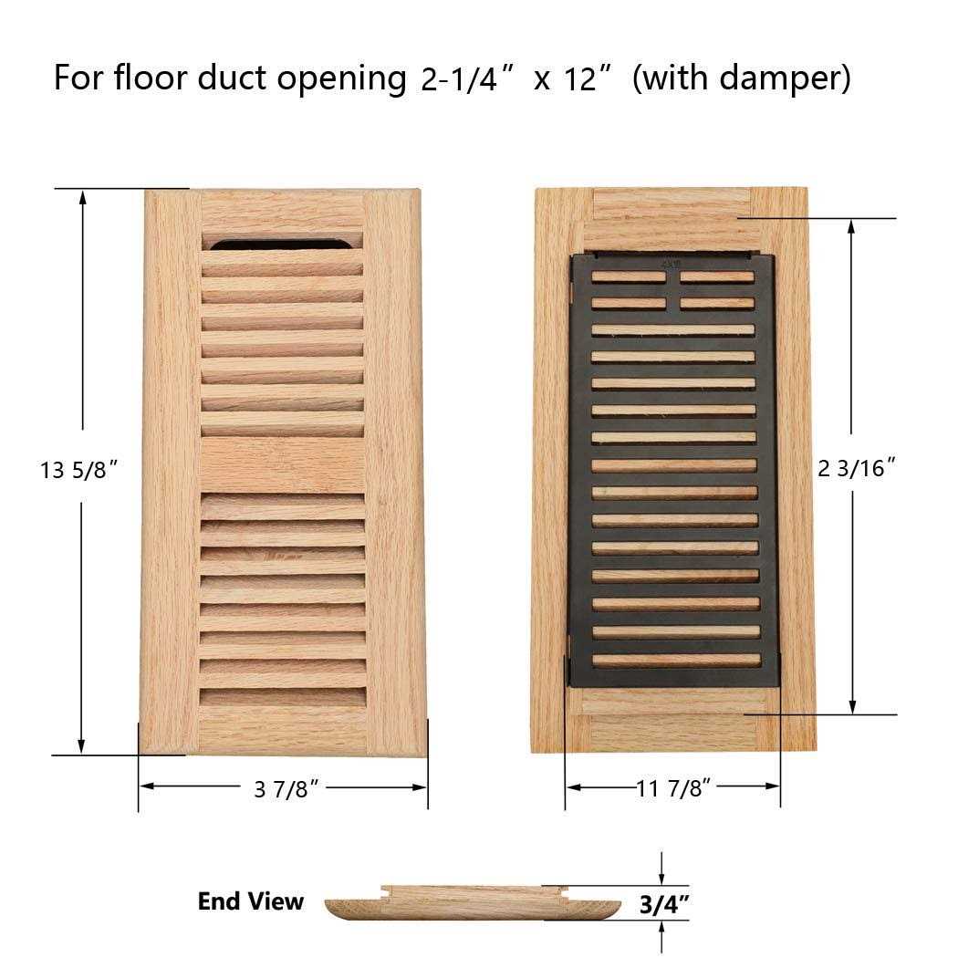 Razo Oak Wood Floor Register Drop in Vent Cover with Damper - Cheap Fitting
