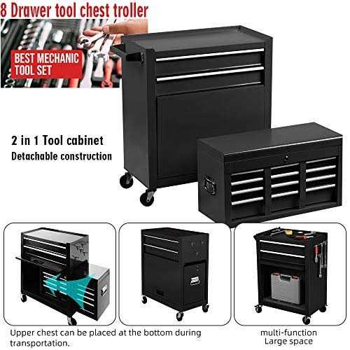 8-Drawer High Capacity Tool Chest Rolling Tool Box with Lock Tool Box on 4 Wheels with Sliding Drawers - Cheap Fitting