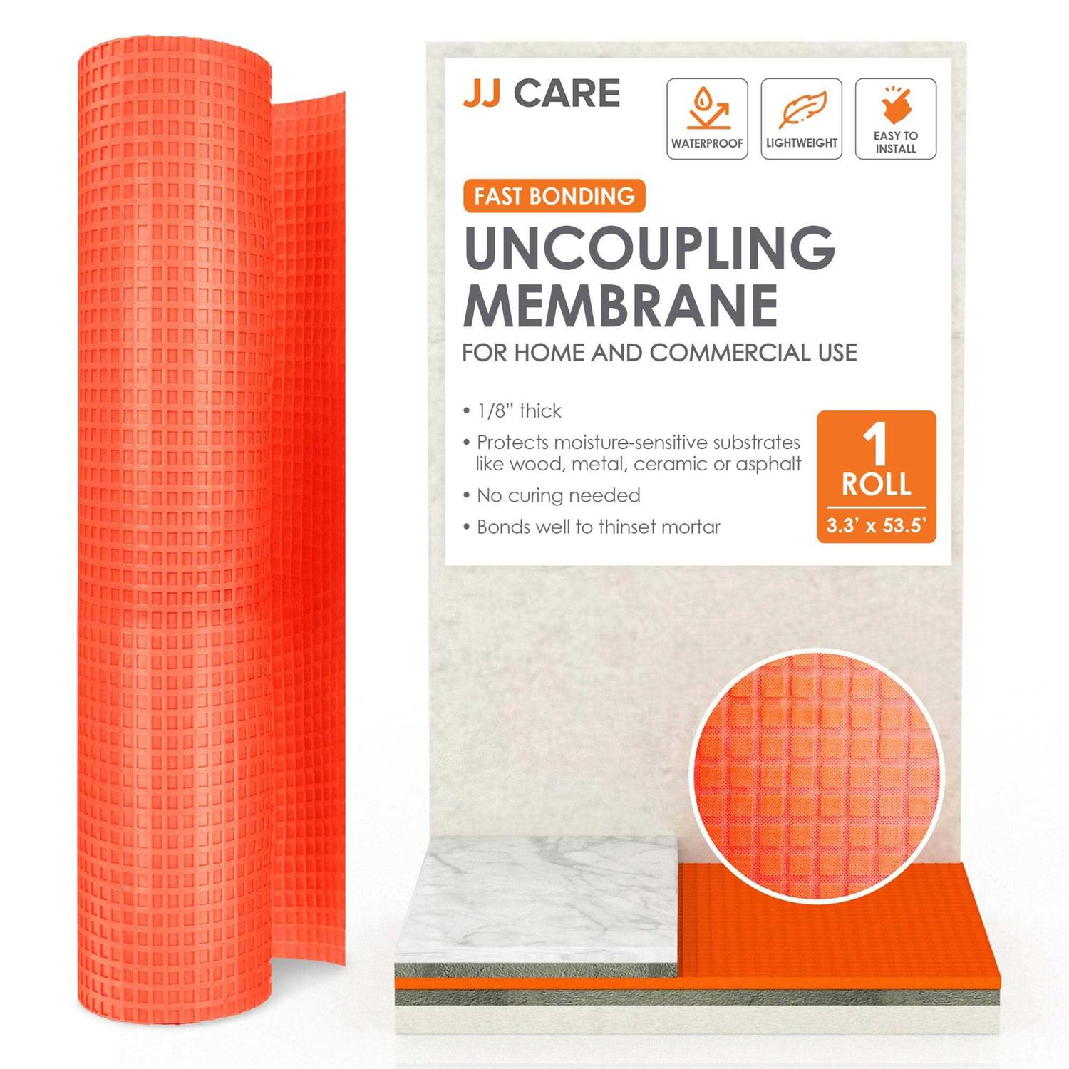 JJ CARE Uncoupling Membrane 1/8 Underlayment Anti-Fracture Tile Underlayment Roll - Cheap Fitting