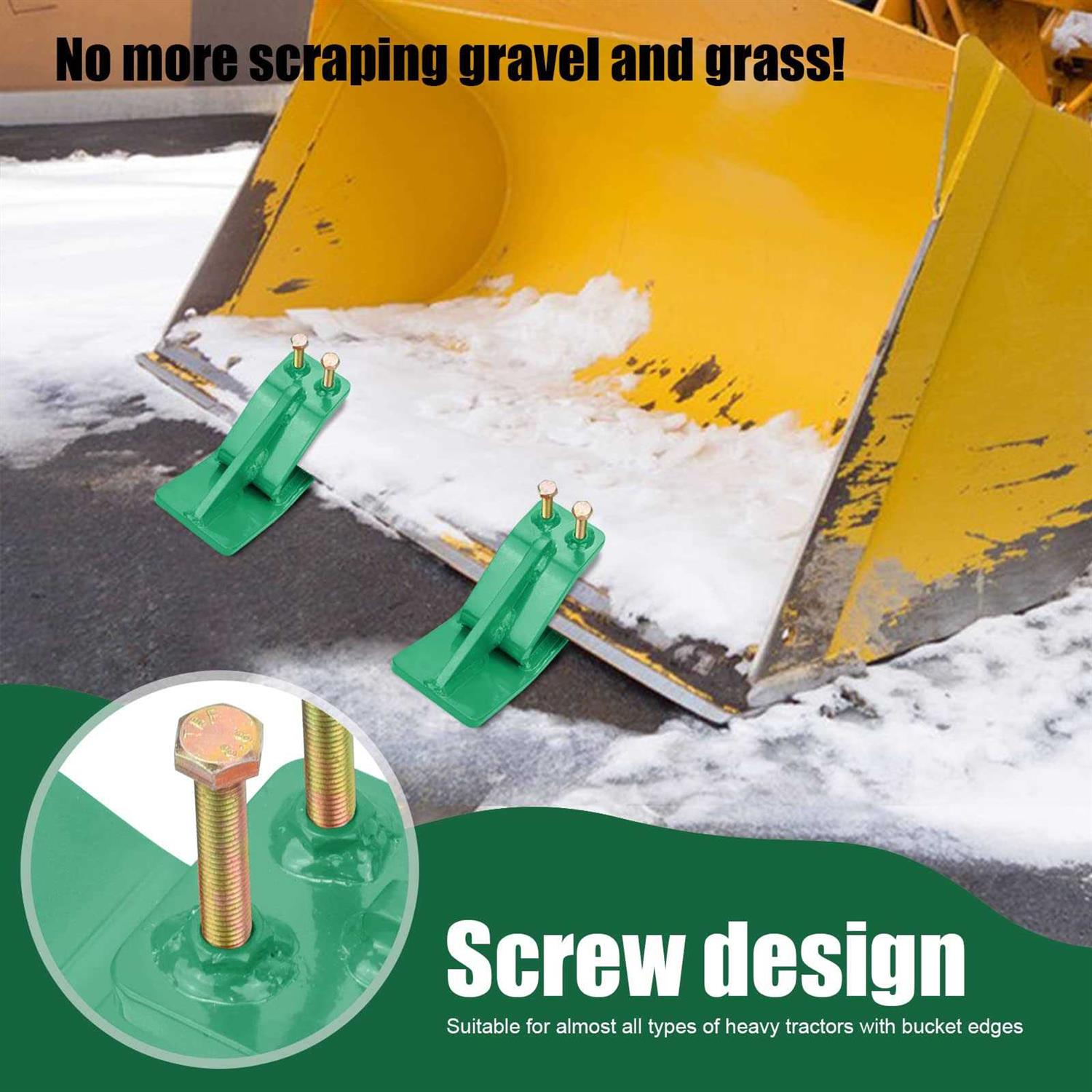 Tractor Bucket Protector, 2Pcs Ski Edge Protector, Turf Tamer Skid Protector with Grade8.8 Double Lock Nuts and Bolts - Cheap Fitting