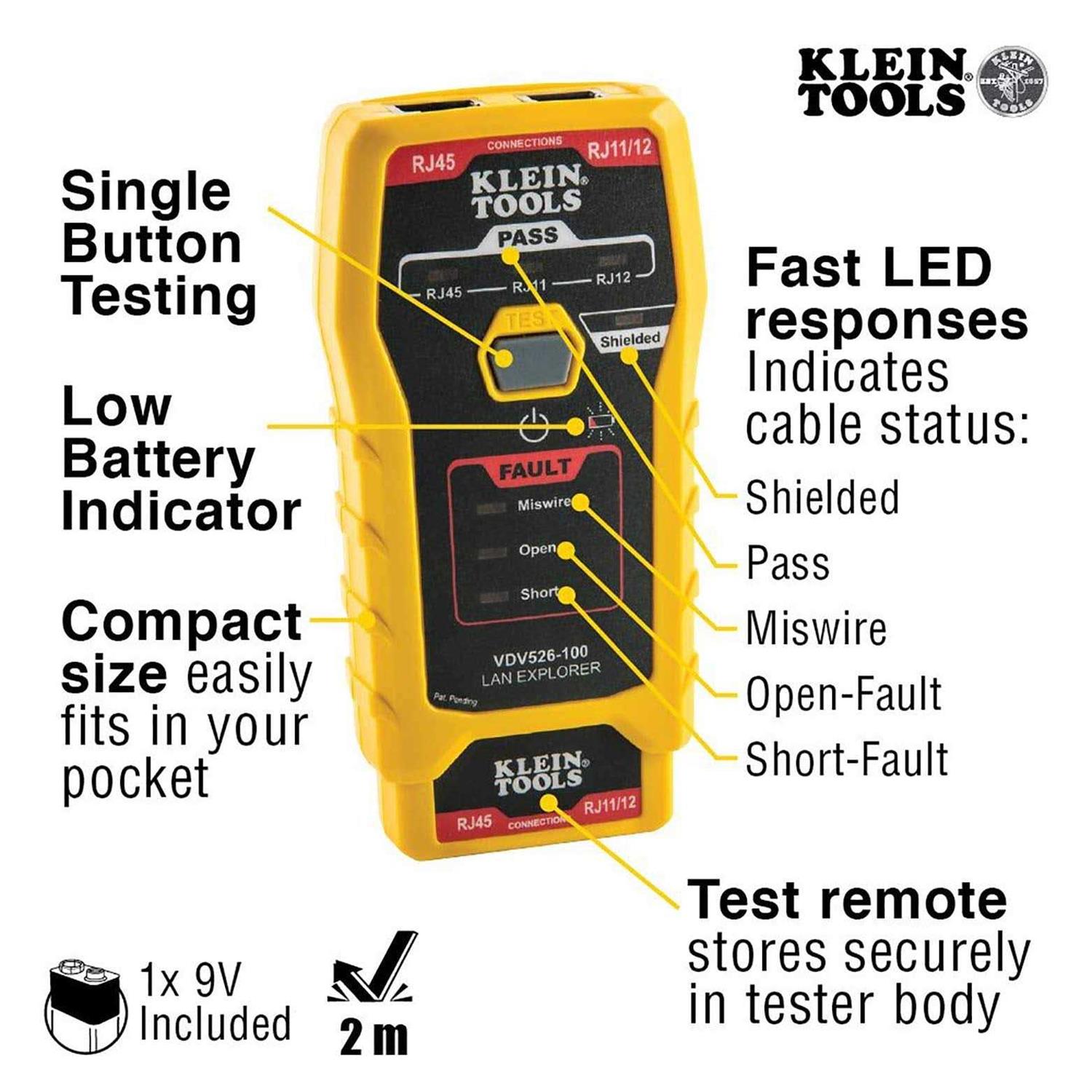 Klein Tools VDV526-100 LAN Explorer Data Cable Tester Remote - Cheap Fitting