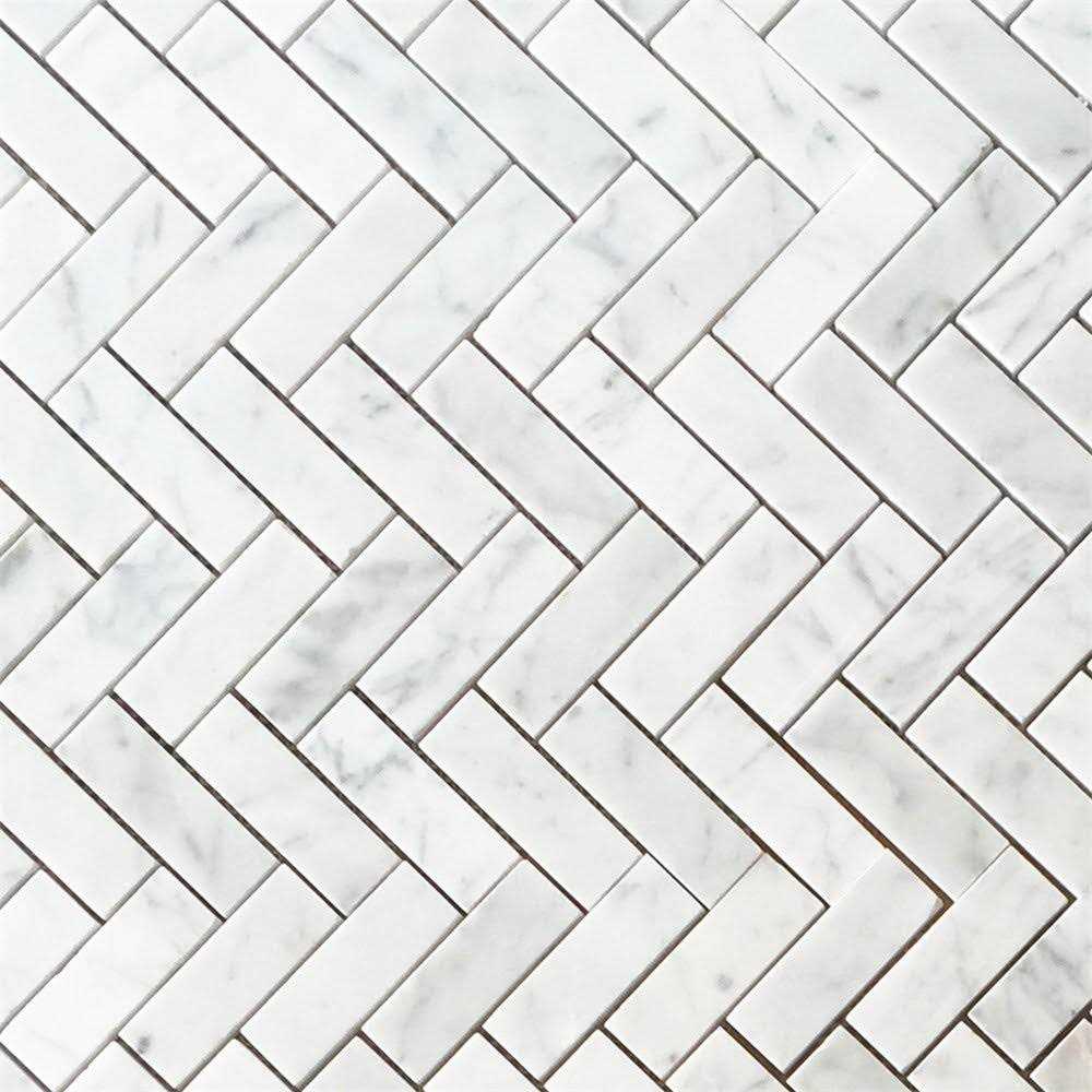 Marble Online Carrara Marble Herringbone Mosaic Venato Carrera Tile Polished 1×2 - Cheap Fitting