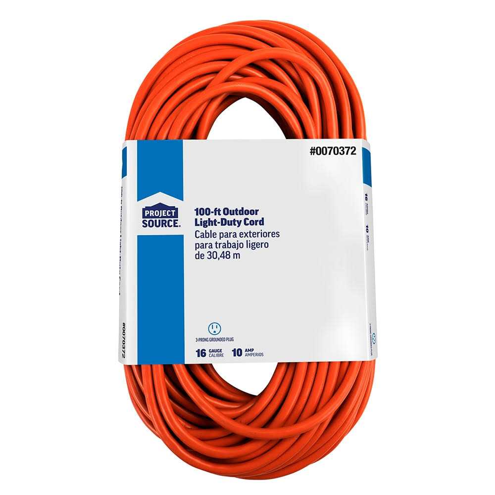 Project Source 100-ft 16 / 3-Prong Outdoor Sjtw Light Duty General Extension Cord UT501635 - Cheap Fitting