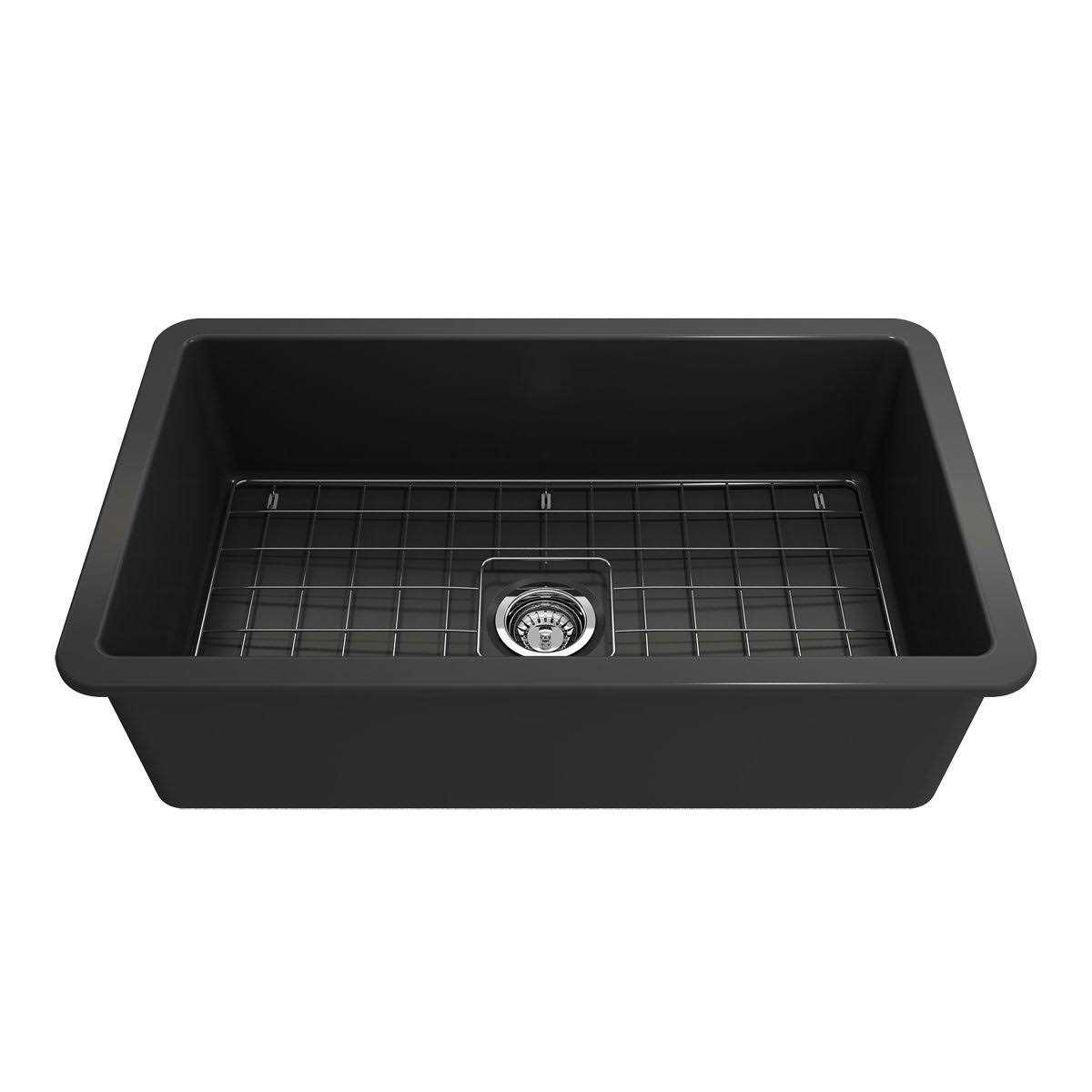 BOCCHI Sotto 32 Fireclay Single Bowl Undermount Kitchen Sink w/Grid 1362 - Cheap Fitting