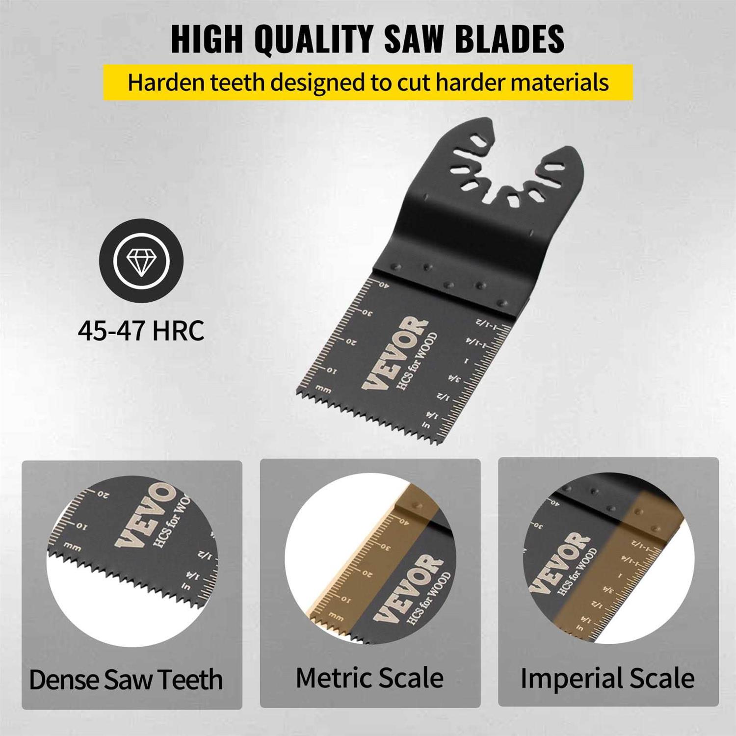 VEVOR 100PCS Oscillating Saw Blades Quick Release Multitool Blades Kit HCS Tool Blades for Wood Plastic Metal Nails Bolts - Cheap Fitting