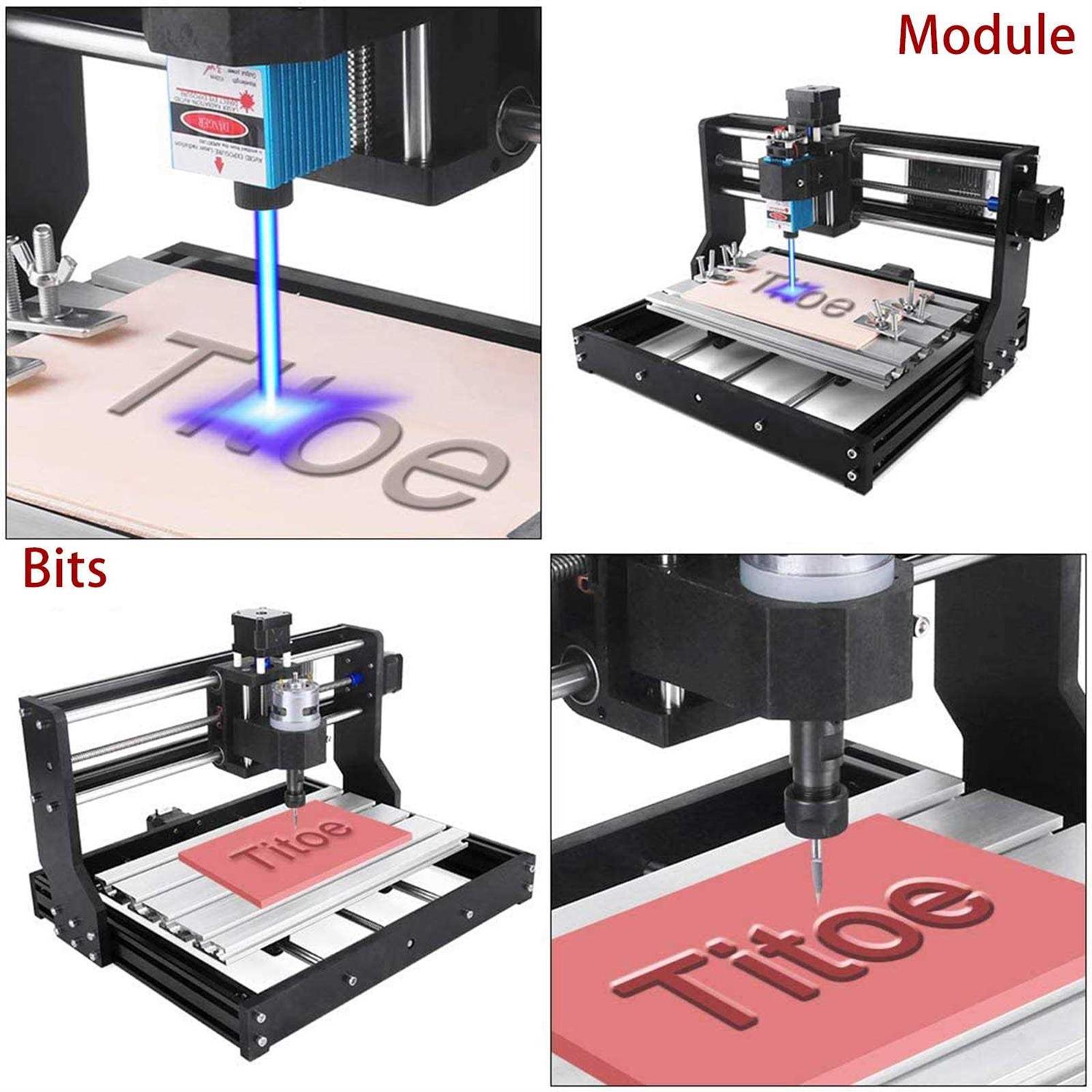 Titoe 2 in 1 5500mW Engraver CNC 3018 Pro Engraving Machine, GRBLControl PCB PVC Wood Router CNC 3 Axis Milling Machine with Offline Controller and ER11 - Cheap Fitting