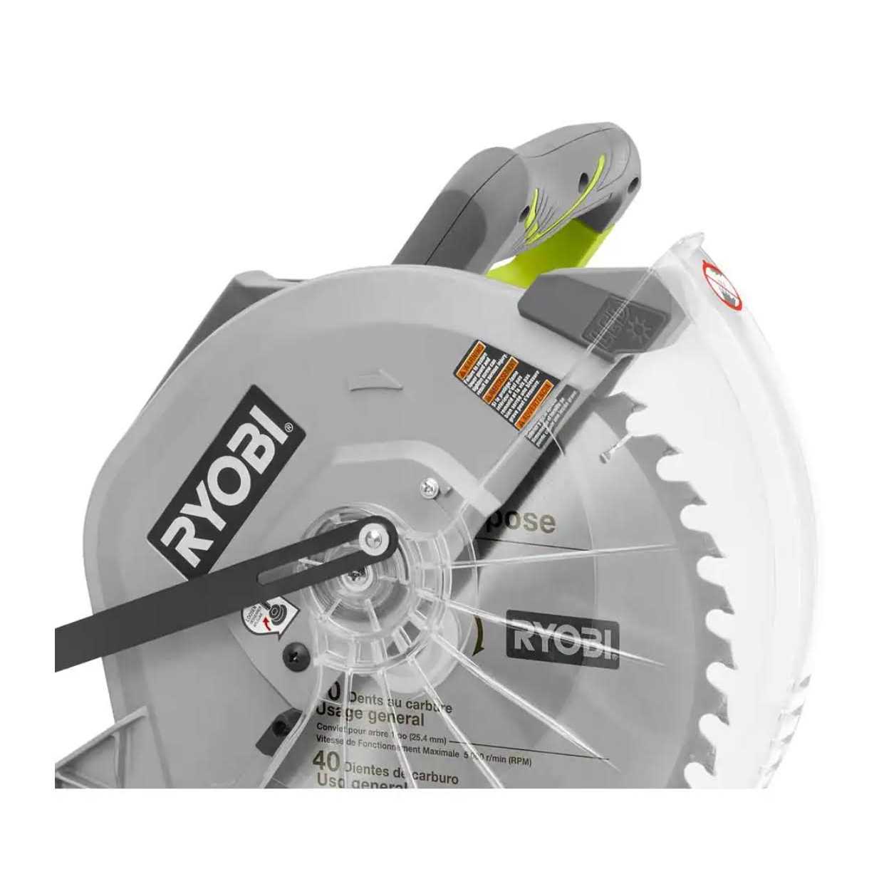 RYOBI 15 Amp 12 in. Corded Sliding Compound Miter Saw with 12 in. 60 Carbide Teeth Thin Kerf Miter Saw Blade - Cheap Fitting
