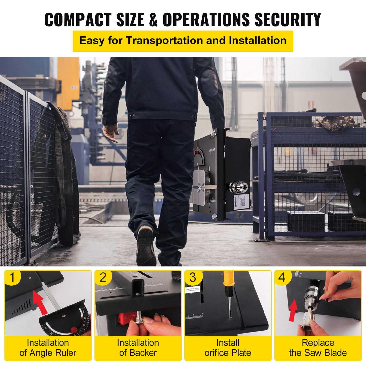 VEVOR Mini Table Saw 96W Hobby Table Saw for Woodworking 0-90 Angle Cutting Portable DIY Saw - Cheap Fitting