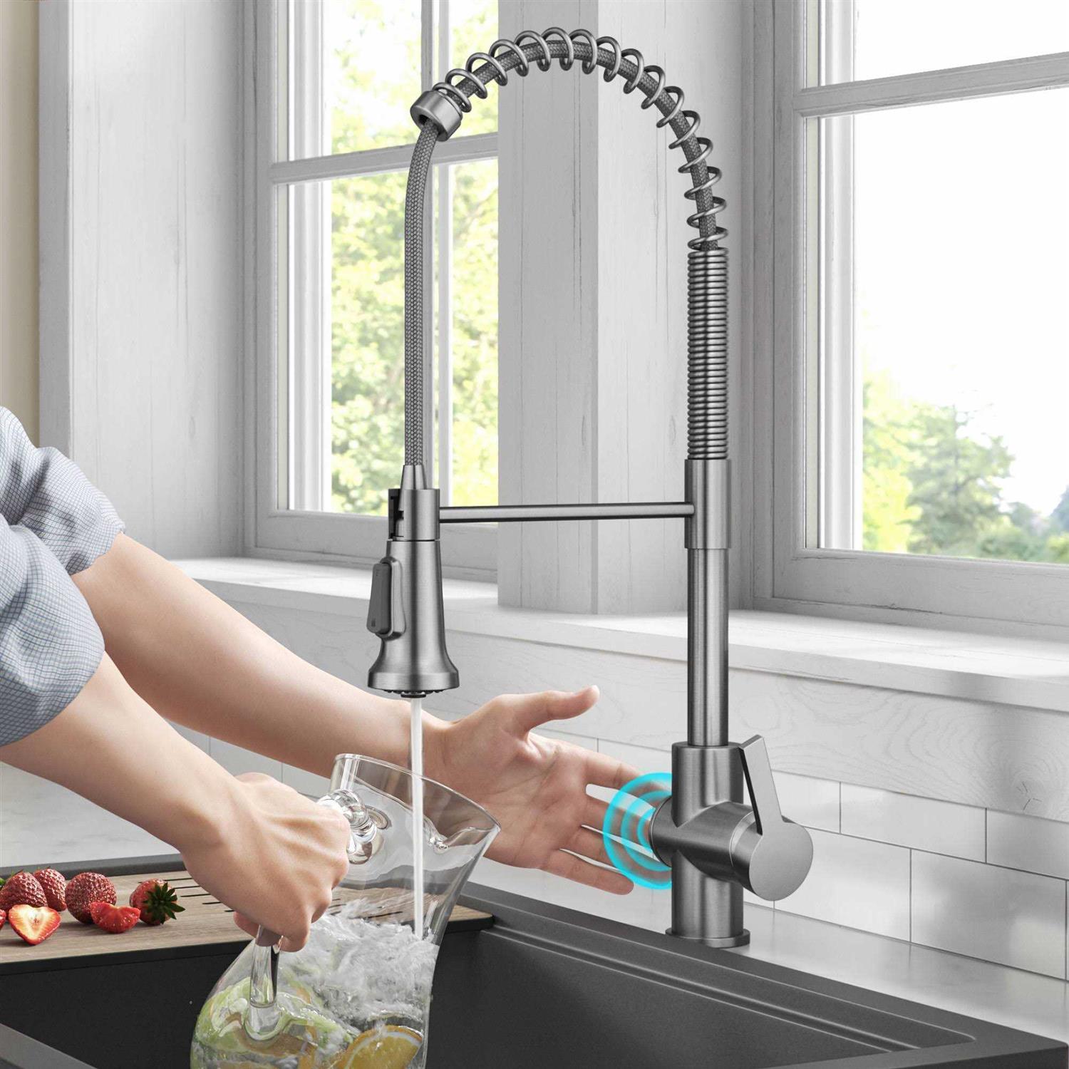 Kraus Britt Touchless Sensor Commercial Pull-Down Single Handle Spot Free Kitchen Faucet KSF-1691SFS - Cheap Fitting