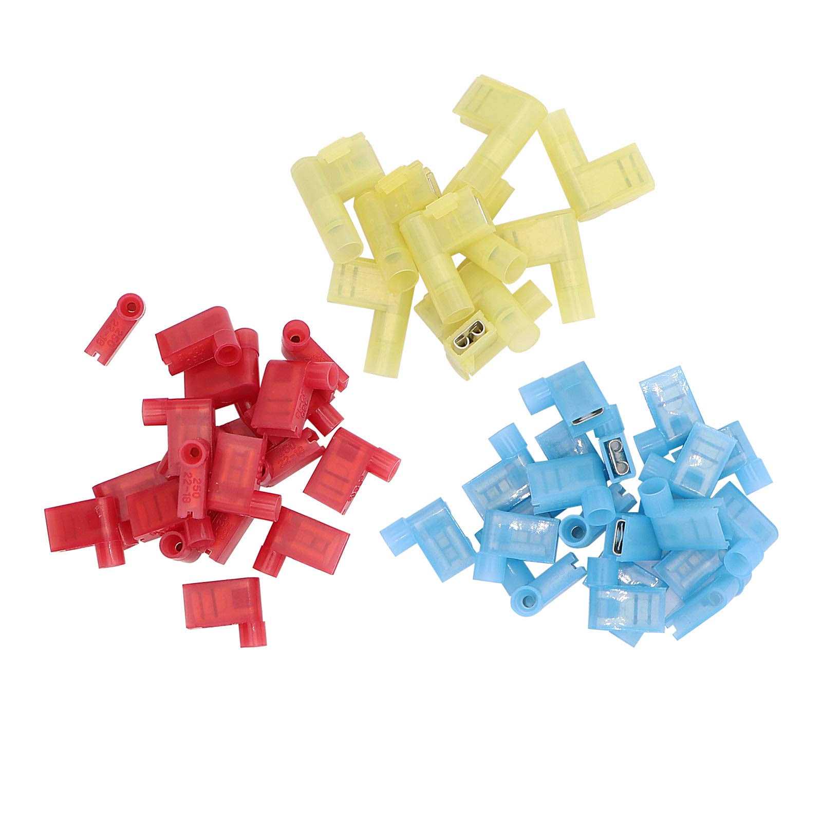 60 PCS 22-16 16-14 12-10 AWG 90 Degree Nylon Flag Female Terminals Connector Insulated Electrical Quick Disconnects - Cheap Fitting