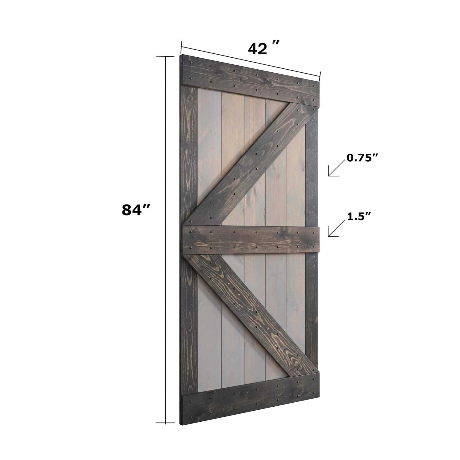 Coast Sequoia 84in K Series Multi-Color Pine Wood Sliding Barn Door with Hardware Kit - Cheap Fitting