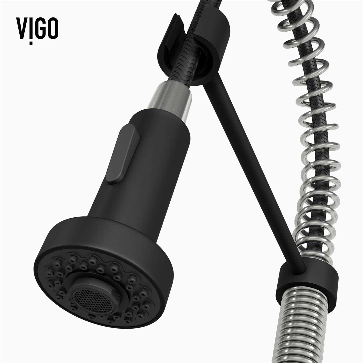 Vigo Edison Pull-Down Spray Kitchen Faucet Stainless Steel/Matte Black VG02001STMB - Cheap Fitting