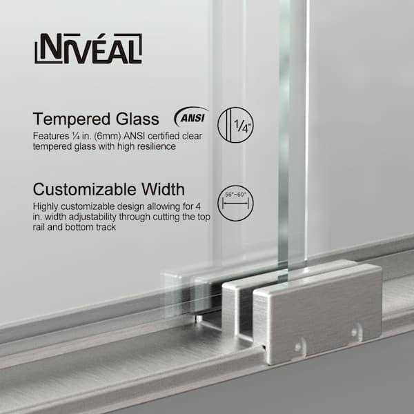 niveal Vale 60 in. W x 60 in. H Sliding Semi Frameless Tub Door Finish - Cheap Fitting