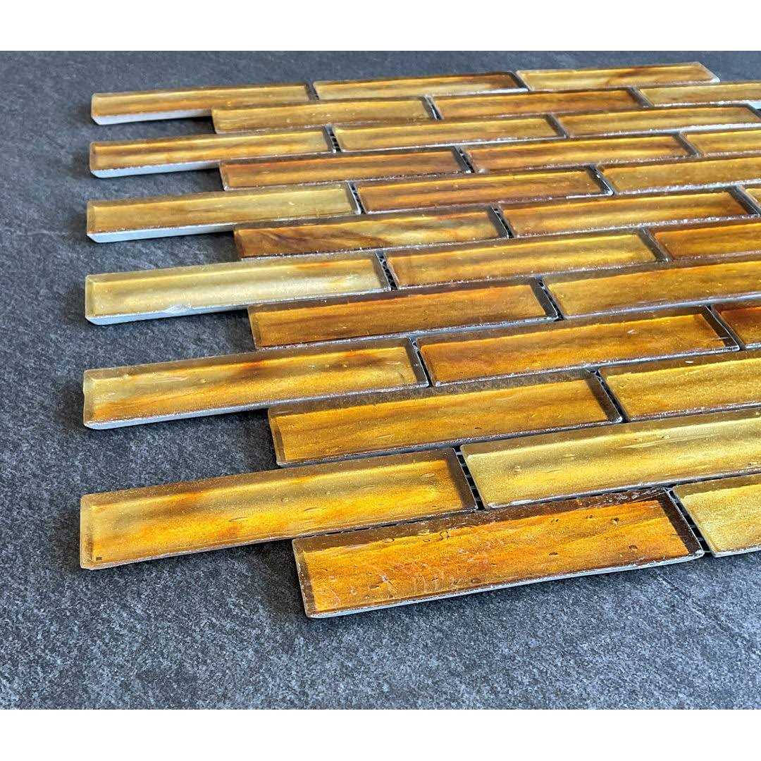 Mosaic Studio 1 x 4 Brick Iridescent Glass Mosaic Wall Tiles - Cheap Fitting