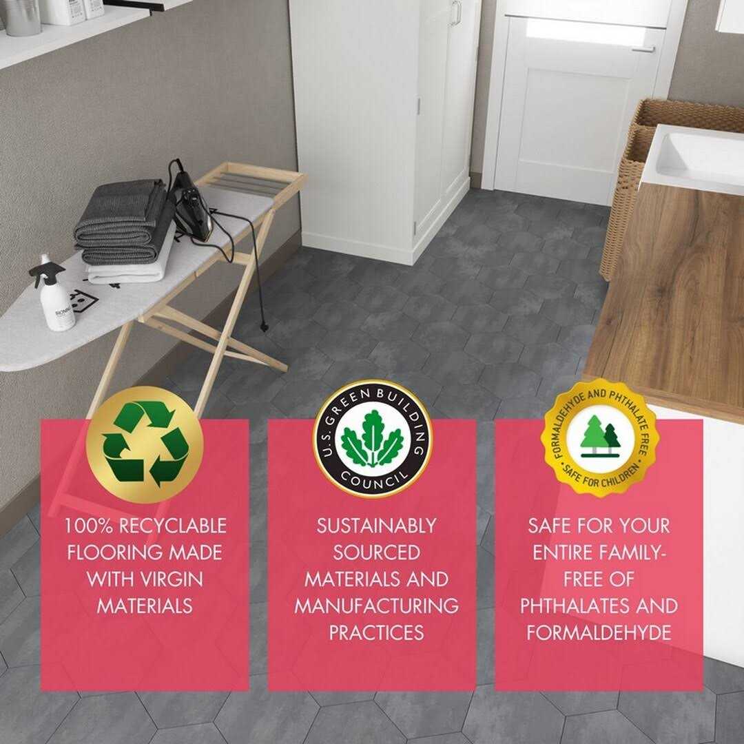 BaseCore HEX5.75 2mm Peel and Stick Vinyl Flooring Lucida USA - Cheap Fitting