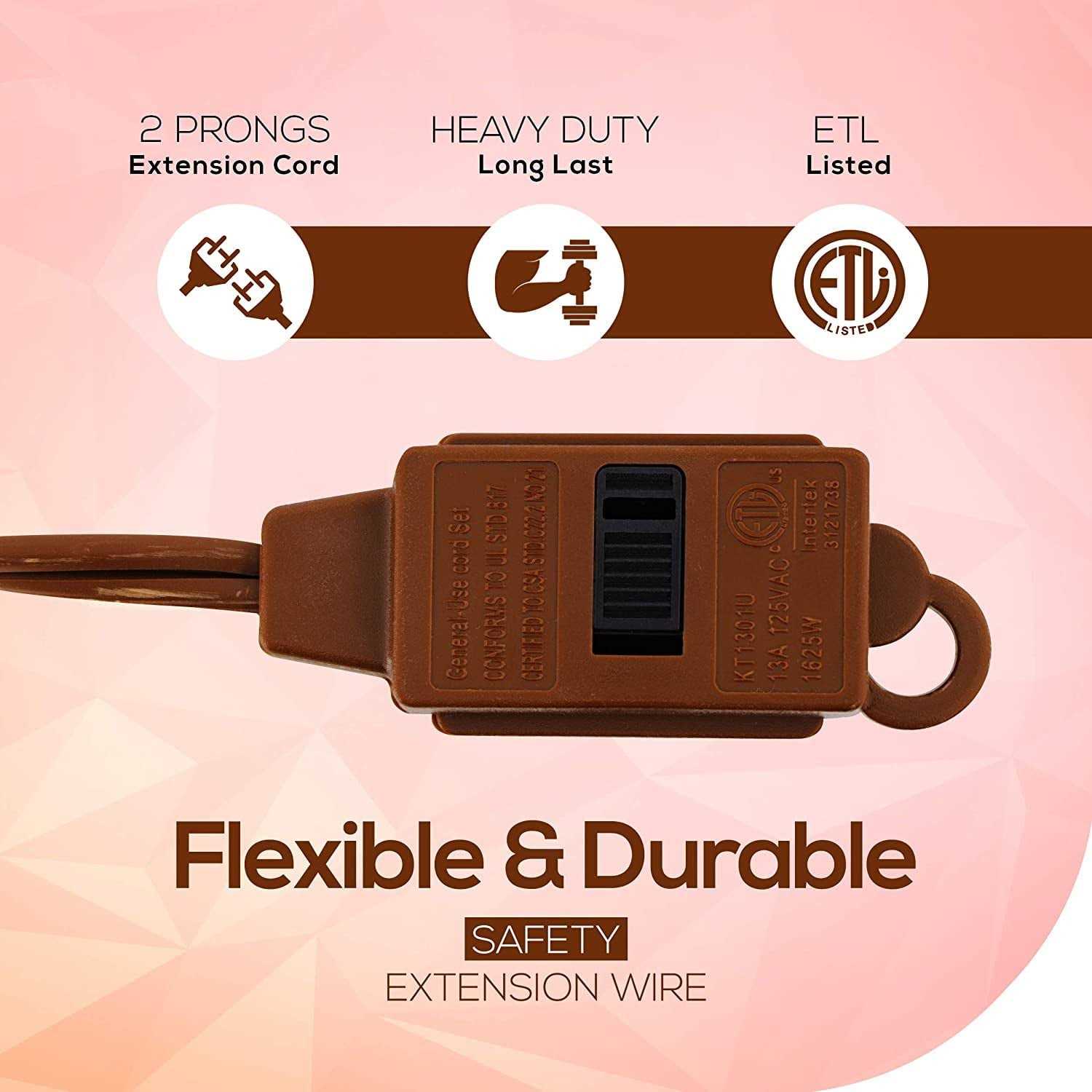 Revpex Extension Cord 3 Outlet 2 Prong 16 Gauge Cable - Cheap Fitting