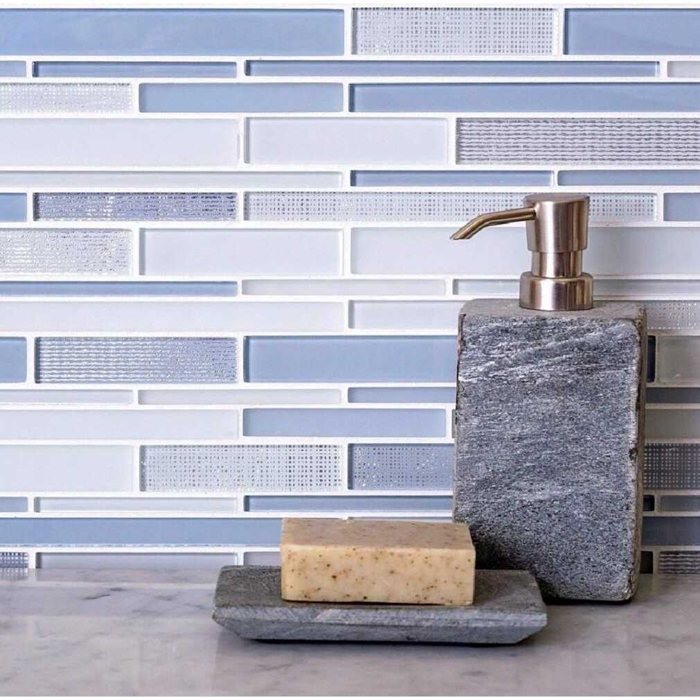 Apollo Tile White 11.8 in. x 12.2 in. Linear Polished and Matte Finished Glass Mosaic Tile - Cheap Fitting