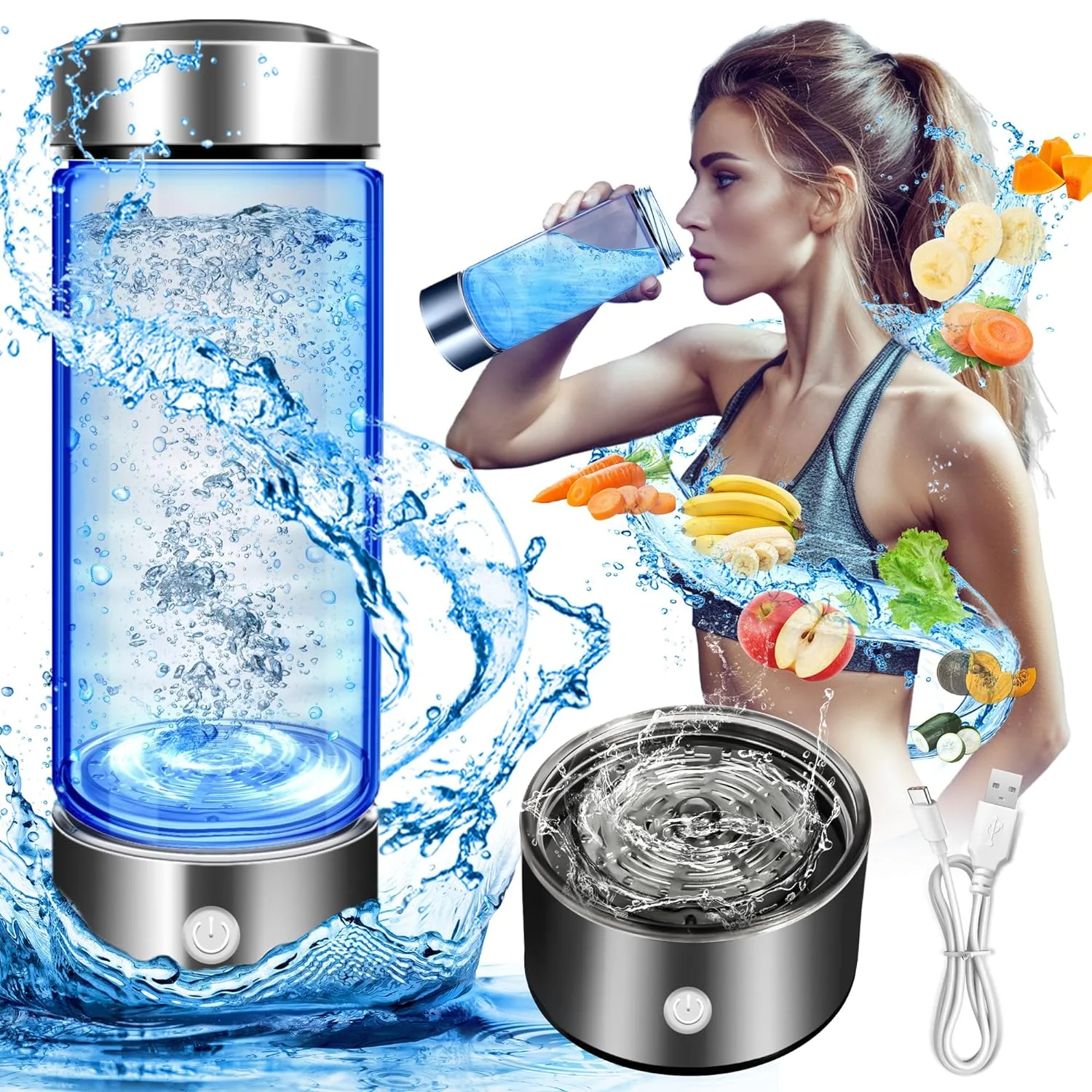 Hydrogen Water Generator Alkaline Maker Rechargeable Portable Water Ionizer Bottle Super Antioxidan Hydrogen-Rich Water Cup - Cheap Fitting
