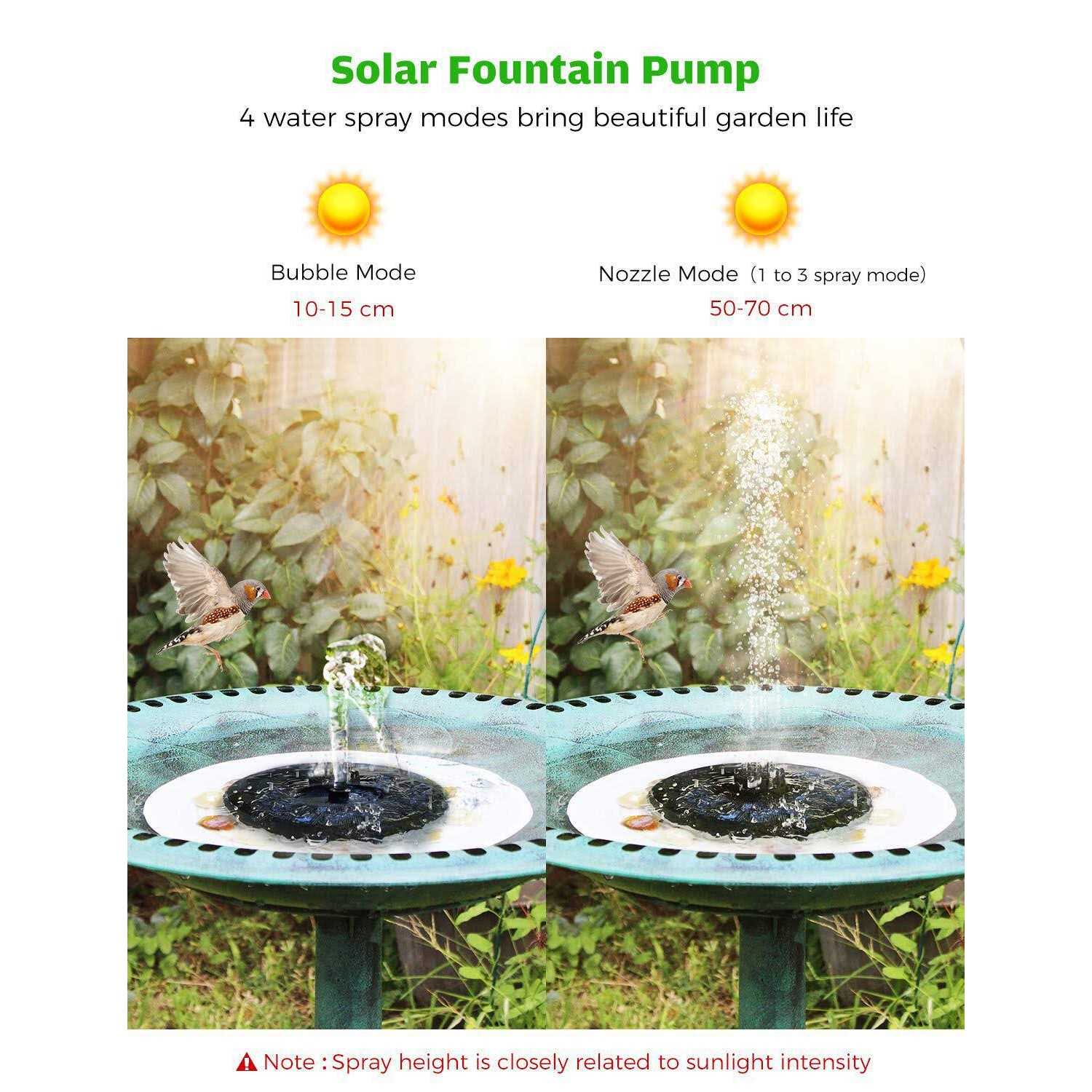 Okmee Solar Fountain Upgraded 4-in-1 Nozzle 2.2w Solar Powered Fountain Pump with 7 Water Styles - Cheap Fitting