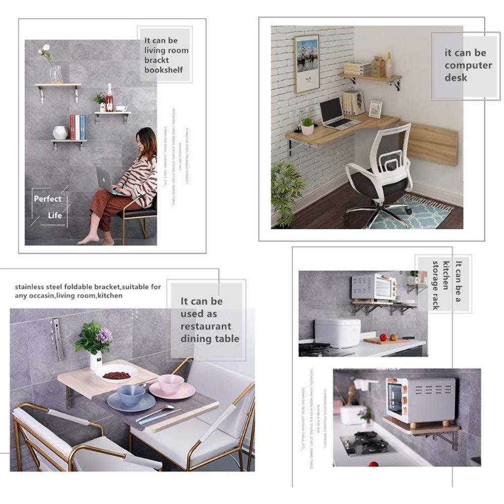 Folding Shelf Brackets Max Load 300 lb Heavy Duty Stainless Steel Collapsible Wall Mounted Shelf Brackets for Table - Cheap Fitting