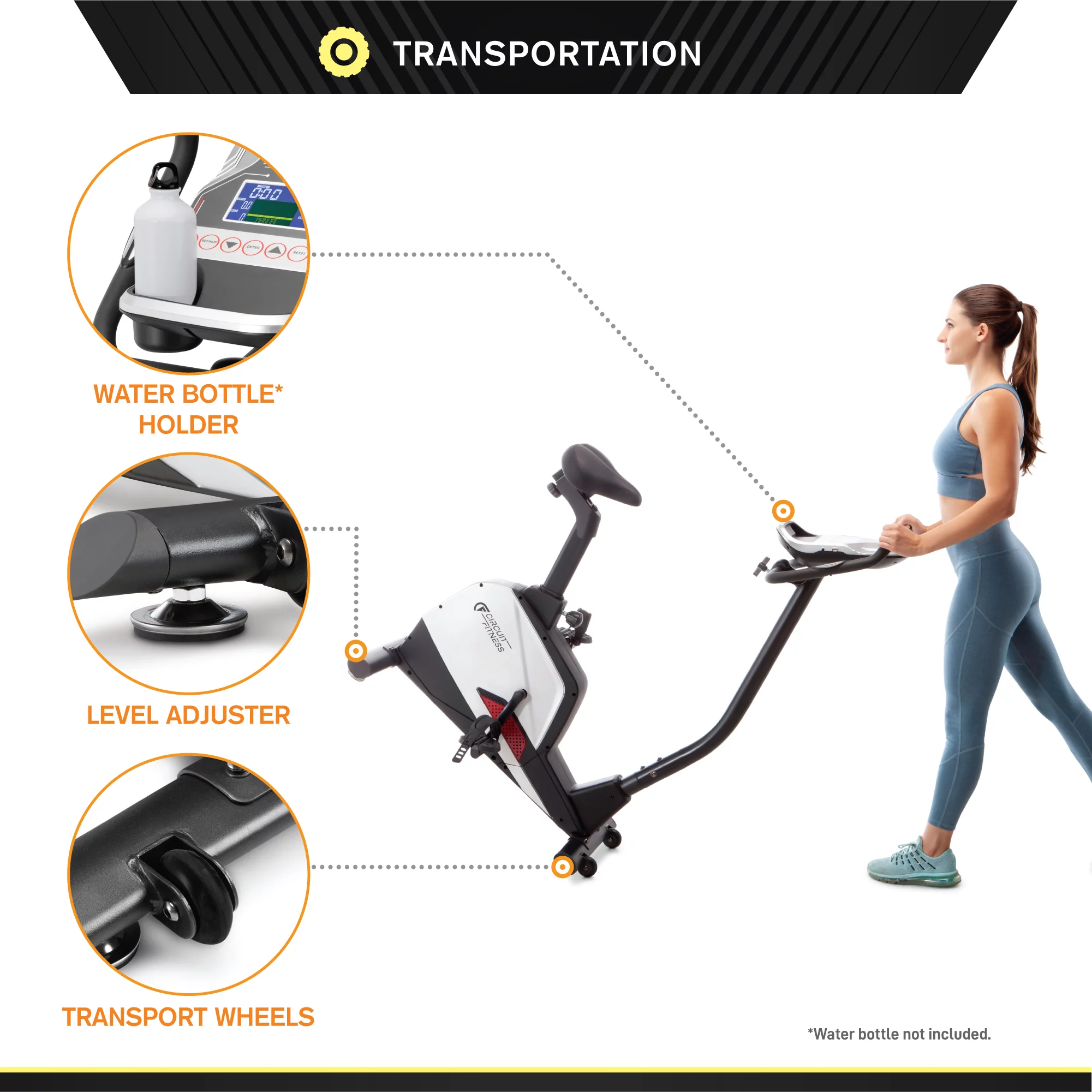 CIRCUIT FITNESS Magnetic Upright Exercise Bike with 15 Workout Presets AMZ-594U - Cheap Fitting