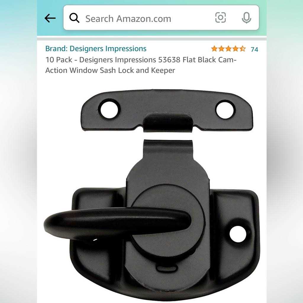 Designers Impressions 53638 Flat Black Cam-Action Window Sash Lock and Keeper - Cheap Fitting