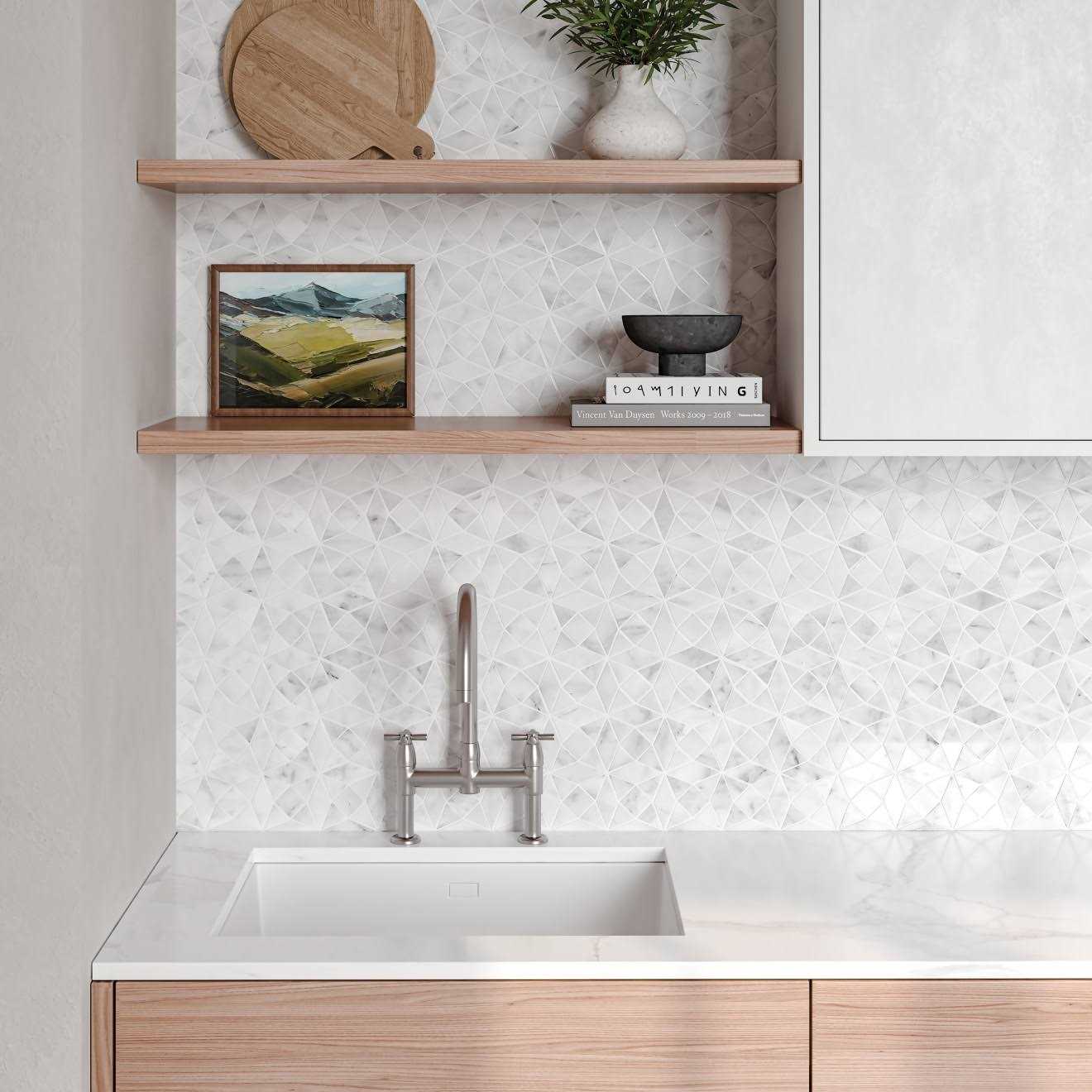 Monet Honed Marble Mosaic 2 Tile White By Bedrosian Tile & Stone - Cheap Fitting