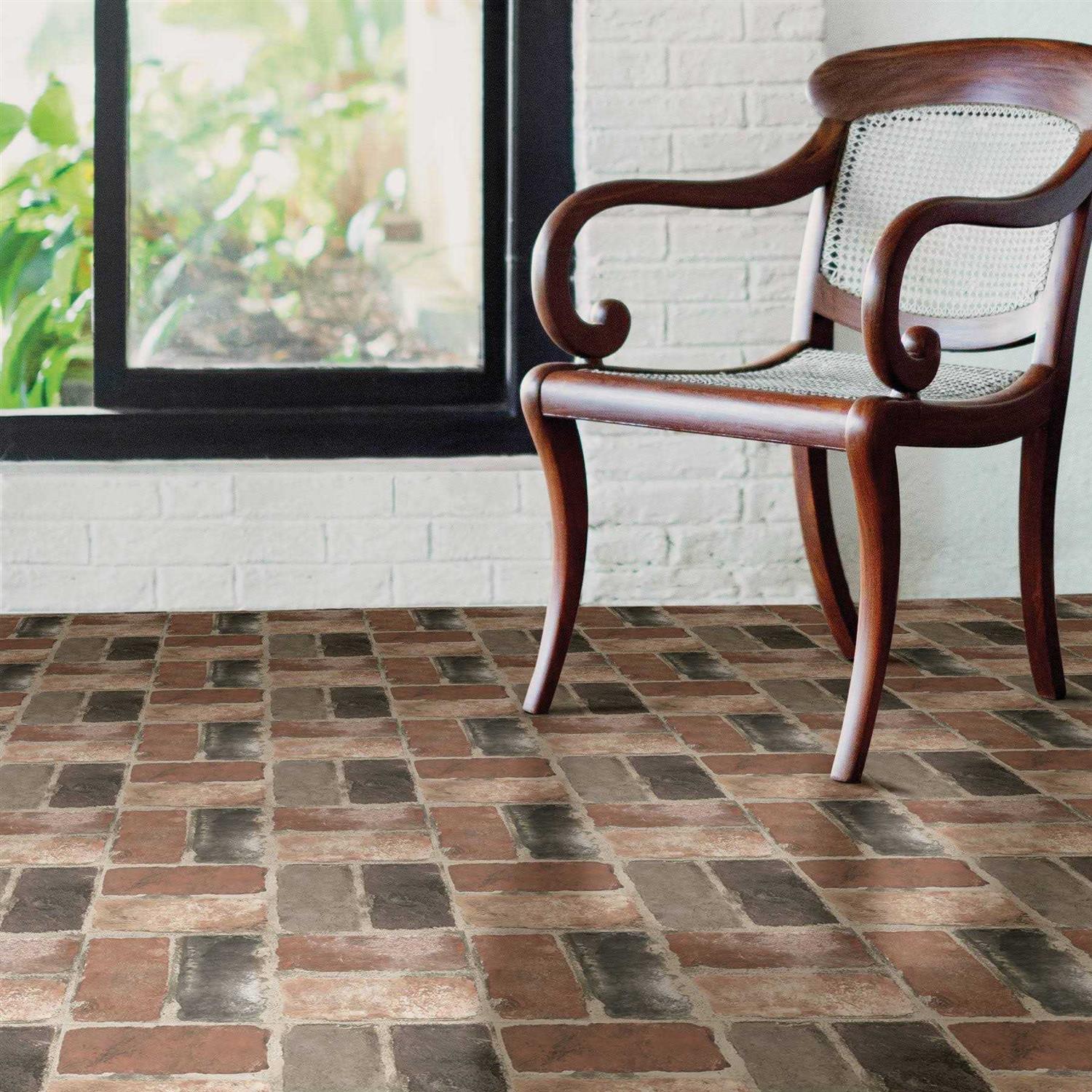 FloorPops Harvard Brick Peel & Stick Floor Tiles - Cheap Fitting