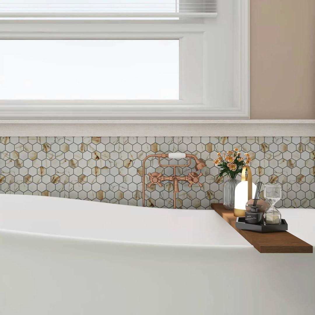 Value Series 2 x 2 Porcelain Honeycomb Mosaic Wall & Floor Tile WS Tiles - Cheap Fitting