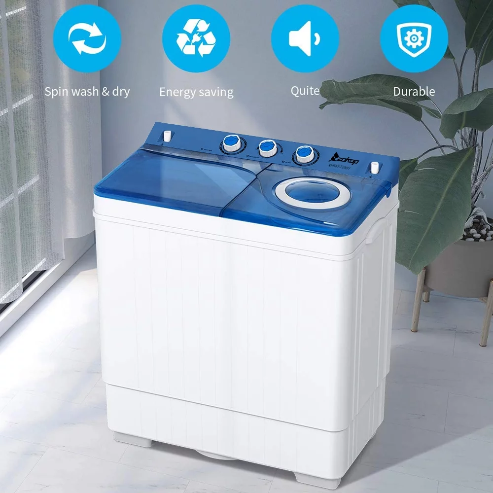 Ktaxon Portable Washing Machine, 26lbs Compact Twin Tub Wash& Combo for Apartment, Dorms, Camping and More, Grey Black Blue Optional - Cheap Fitting
