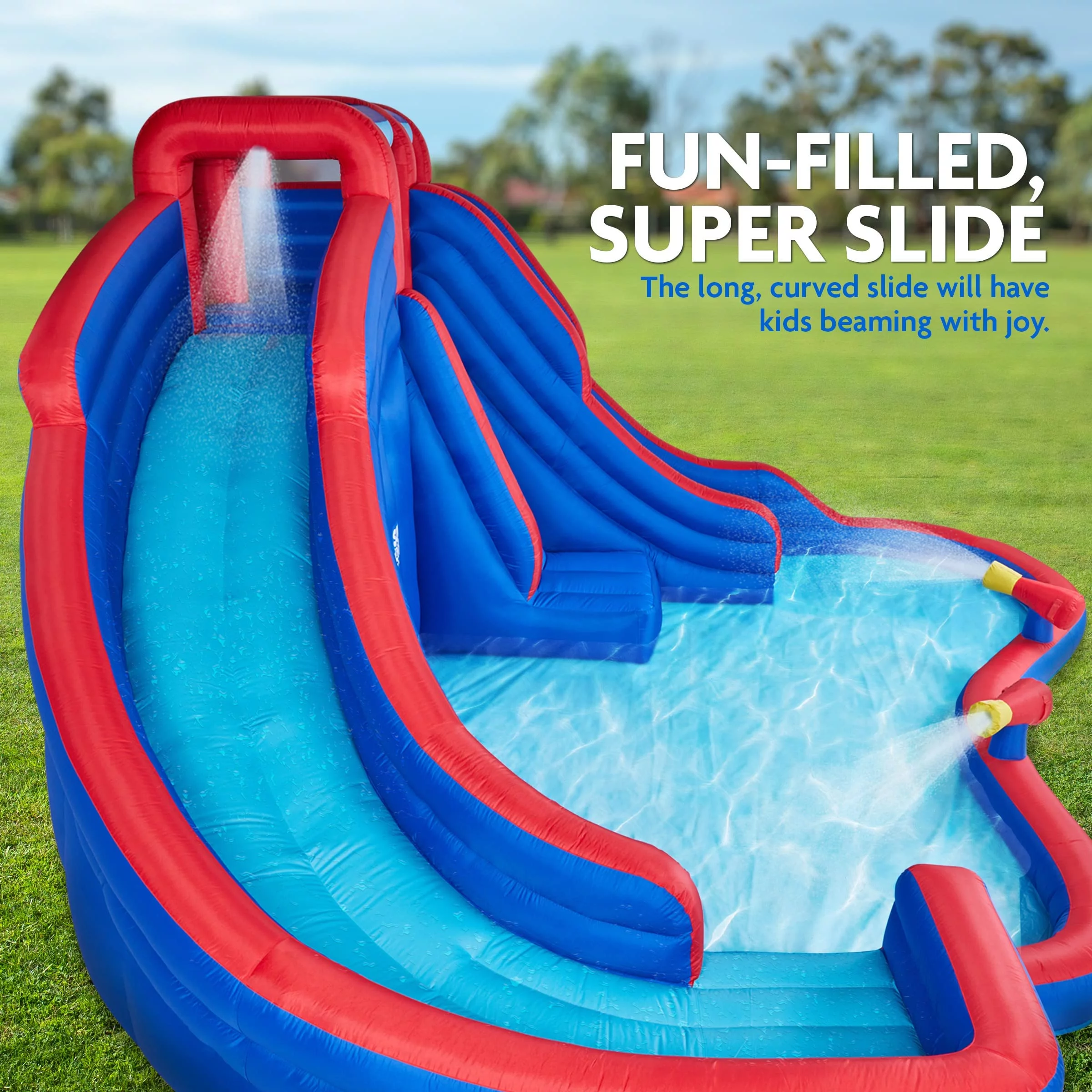 Sunny & Fun Inflatable Water Slide & Blow up Pool, Kids Water Park for Backyard - Cheap Fitting