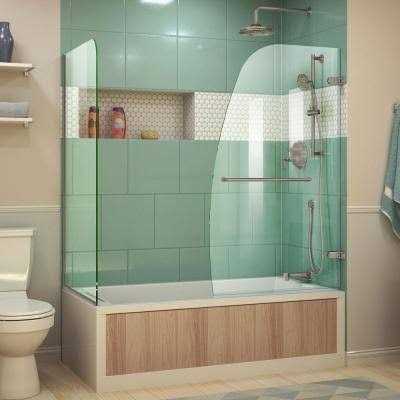 DreamLine Aqua Uno 56-60 in. W x 30 in. D x 58 in. H Frameless Hinged Tub Door with Return Panel SHDR-3534586-RT-04 - Cheap Fitting