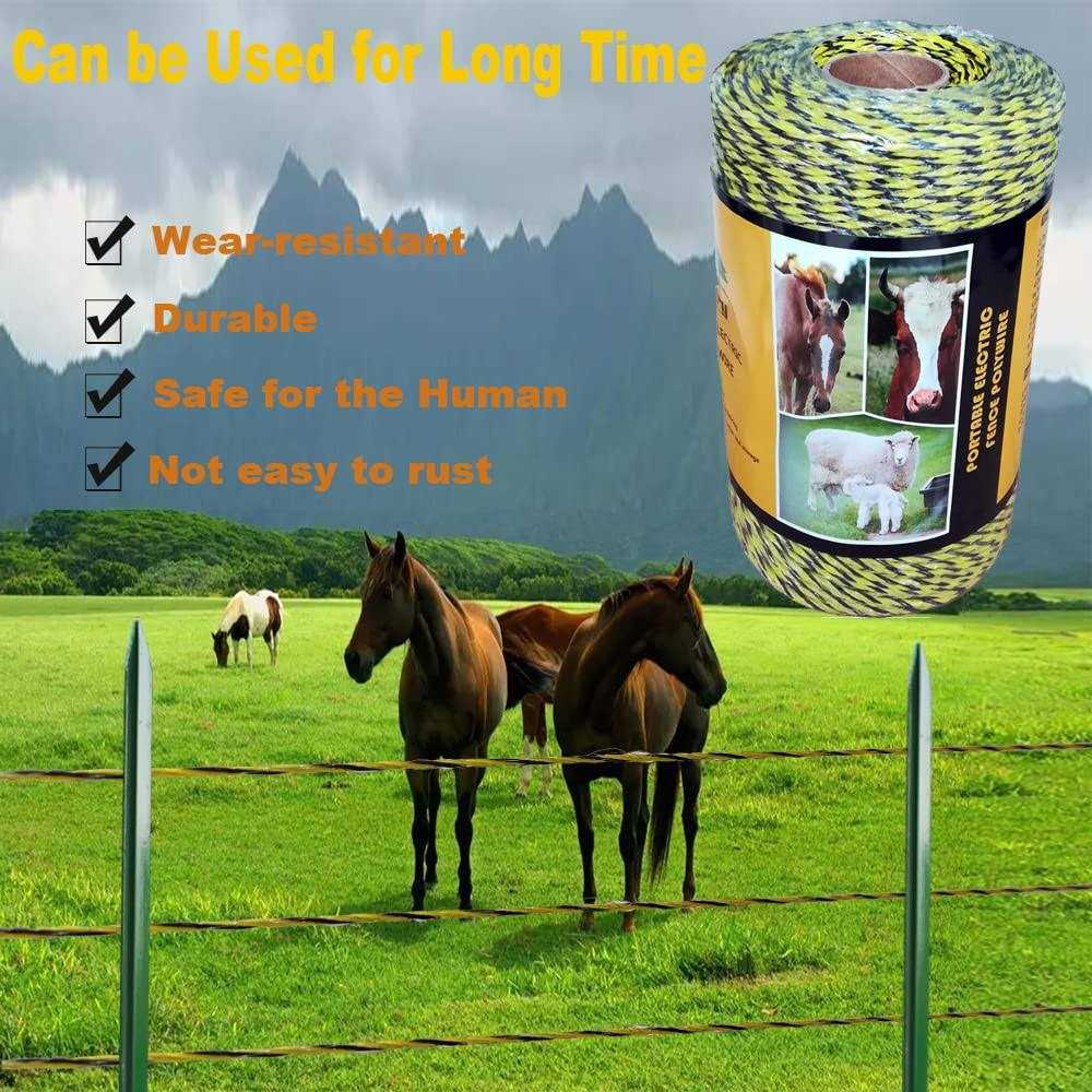 Farmerry Portable Electric Fence Polywire with 6 Conductors, Yellow and Black - Cheap Fitting