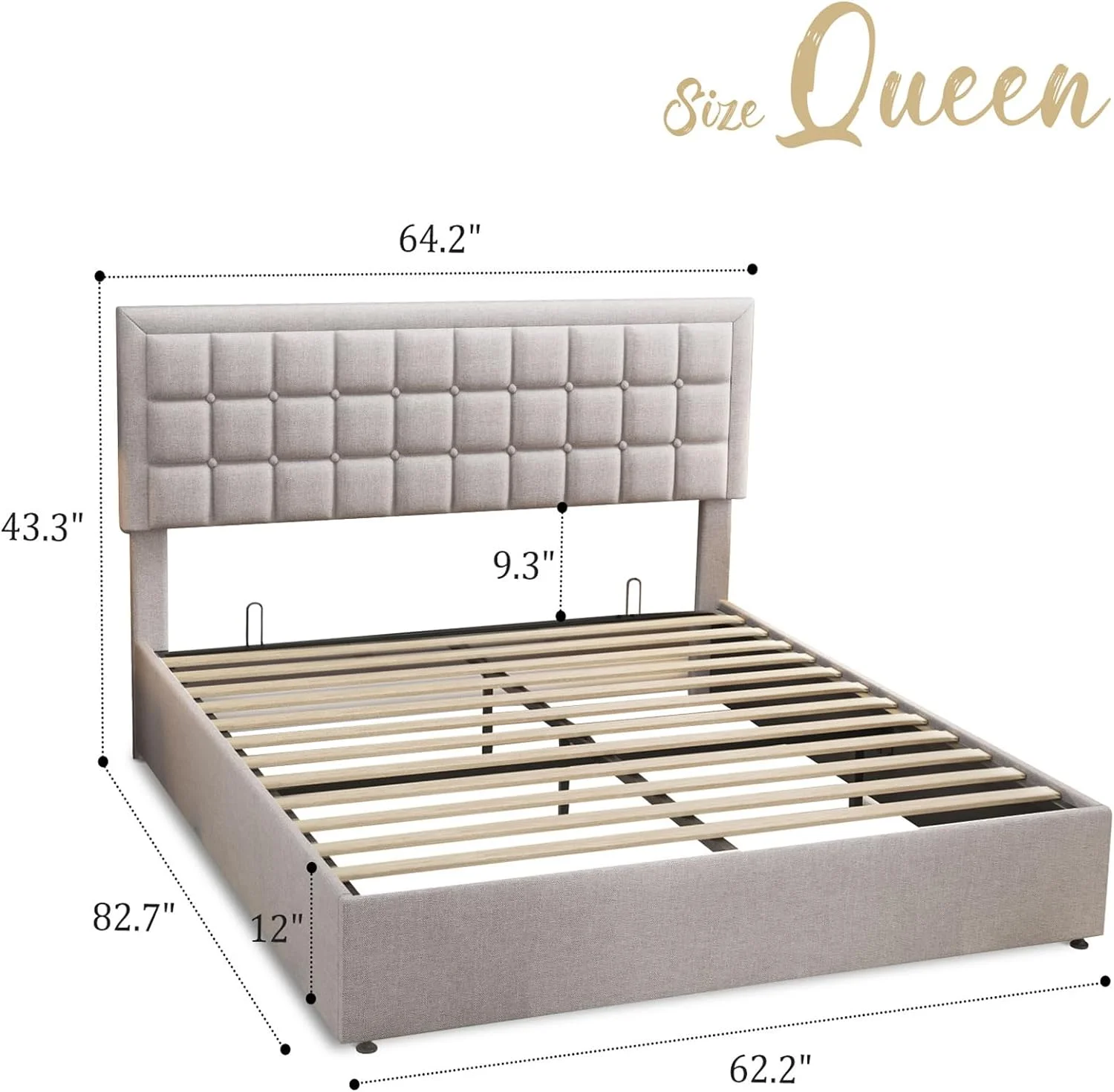 Jocisland King Size Lift Up Storage Bed Frame, Upholstered Platform Bed Frame Button Tufted Headboard/White - Cheap Fitting