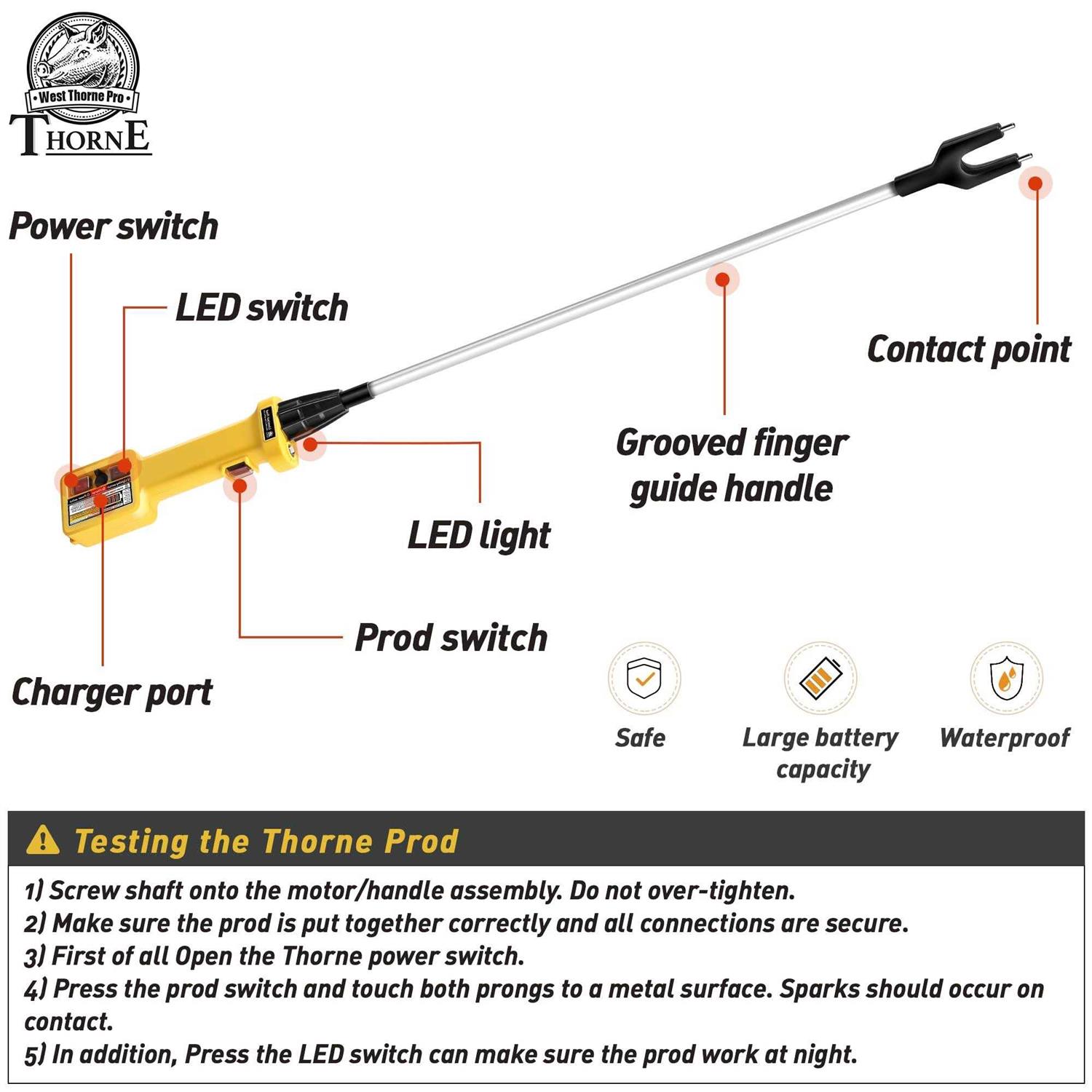 West Thorne Pro Cattle Prod for Dogs Power Display Cattle Prod Livestock - Cheap Fitting