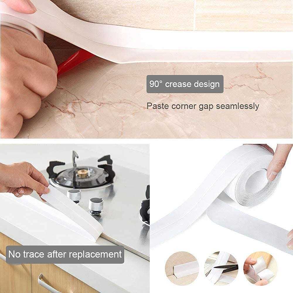 Rydowenna Sealing Caulk Tape Strip,126in*1.5in PVC Self-Adhesive Caulking Tape Waterproof Shower Sink Bath Edge Wall Sticker for Kitchen Bathtub - Cheap Fitting