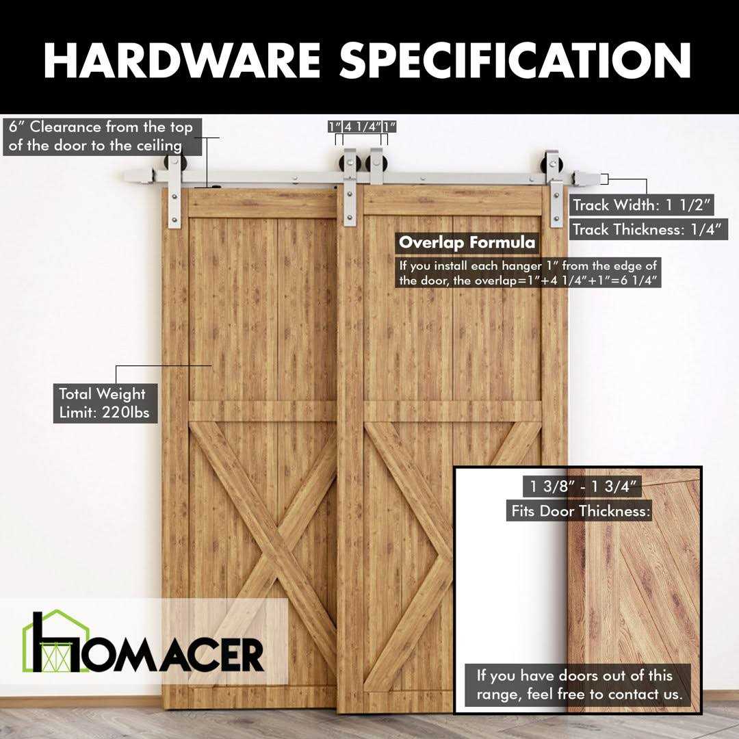 Single Bypass Track Double Barn Door Hardware Kit Homacer Track Length - Cheap Fitting
