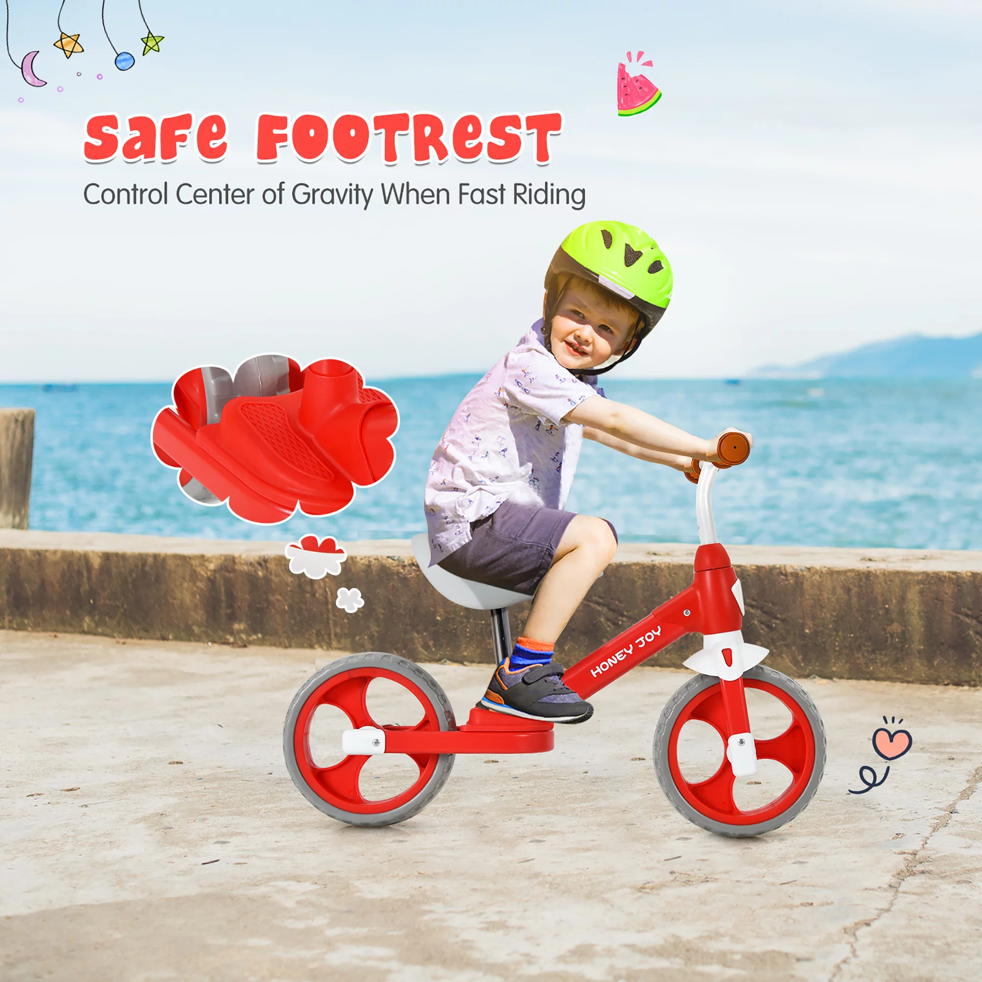 Honey Joy Kids Balance Bike Toddler Training Bicycle w/ Feetrests for 2-5 Years Old Red - Cheap Fitting